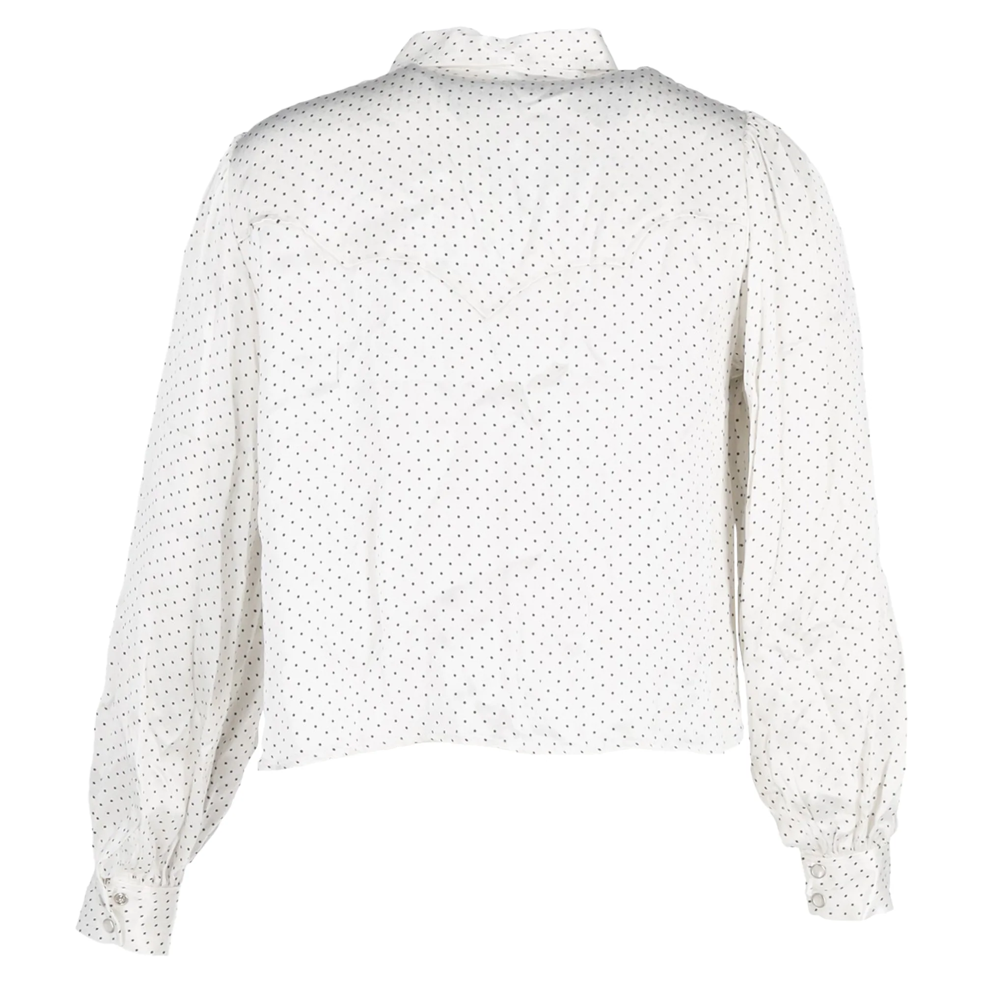 Women's Ganni Cameron Polka Dot Print Long Sleeve Blouse in White Cotton - Image 3