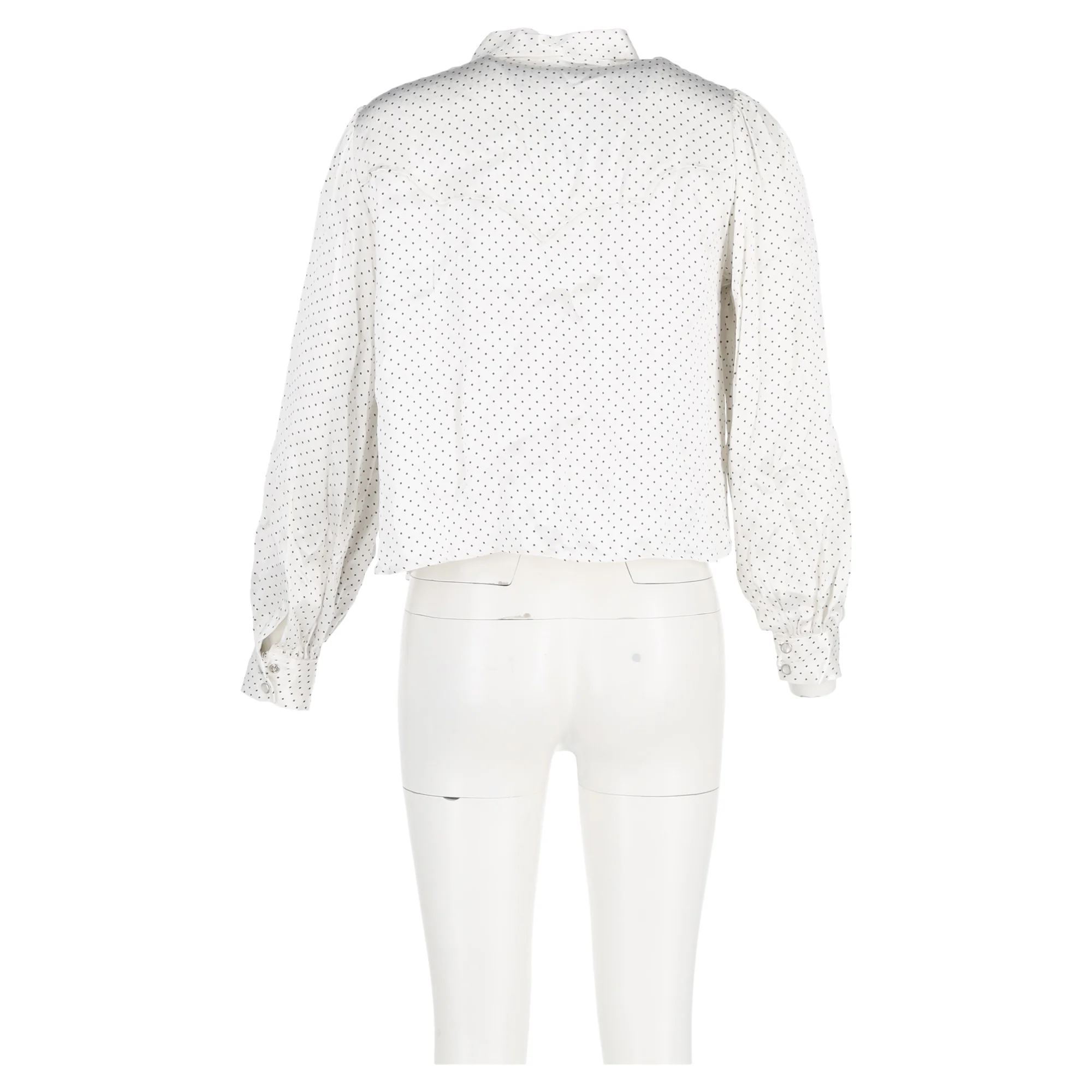 Women's Ganni Cameron Polka Dot Print Long Sleeve Blouse in White Cotton - Image 6