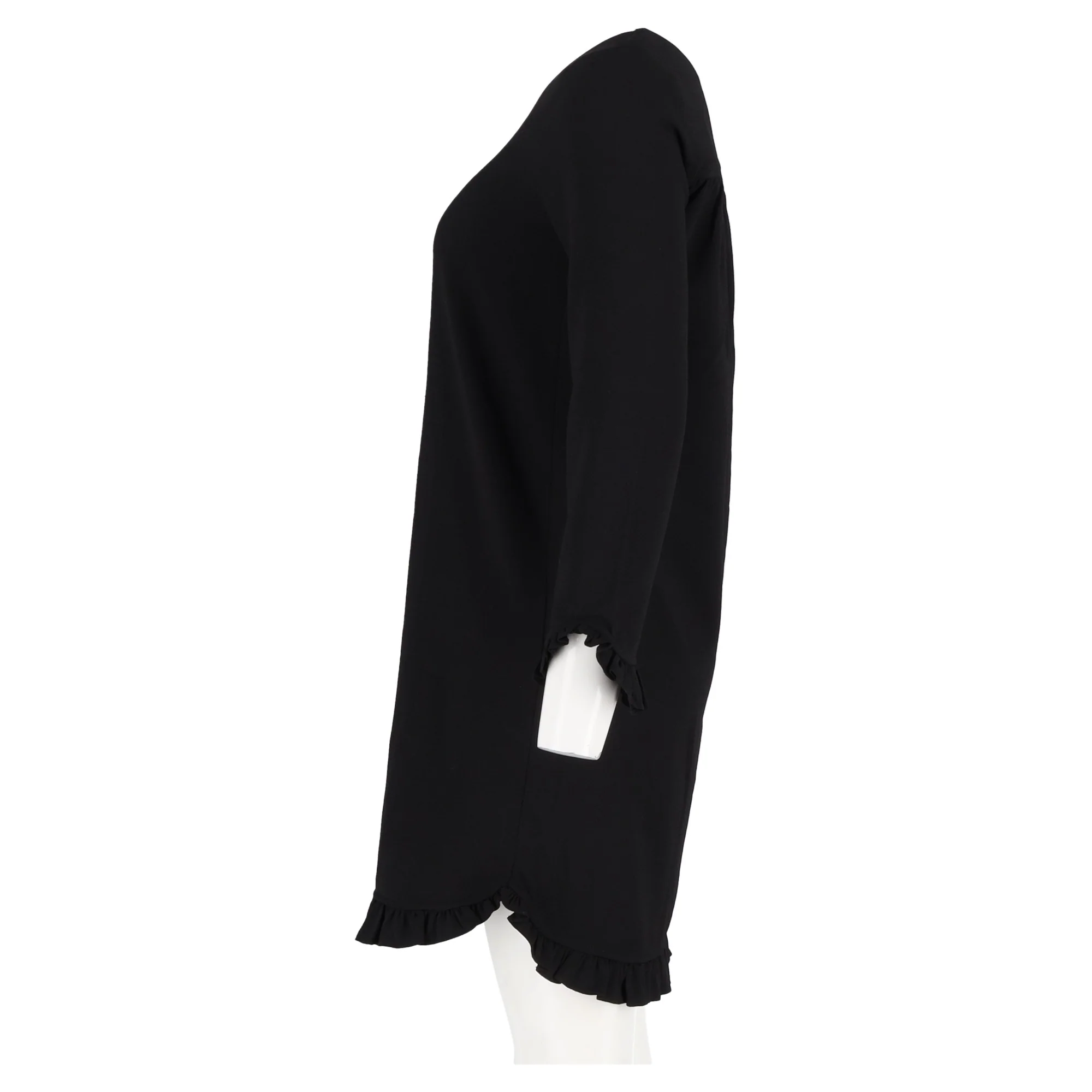 Women's Ganni Crepe Mini Dress in Black Polyester - Image 5