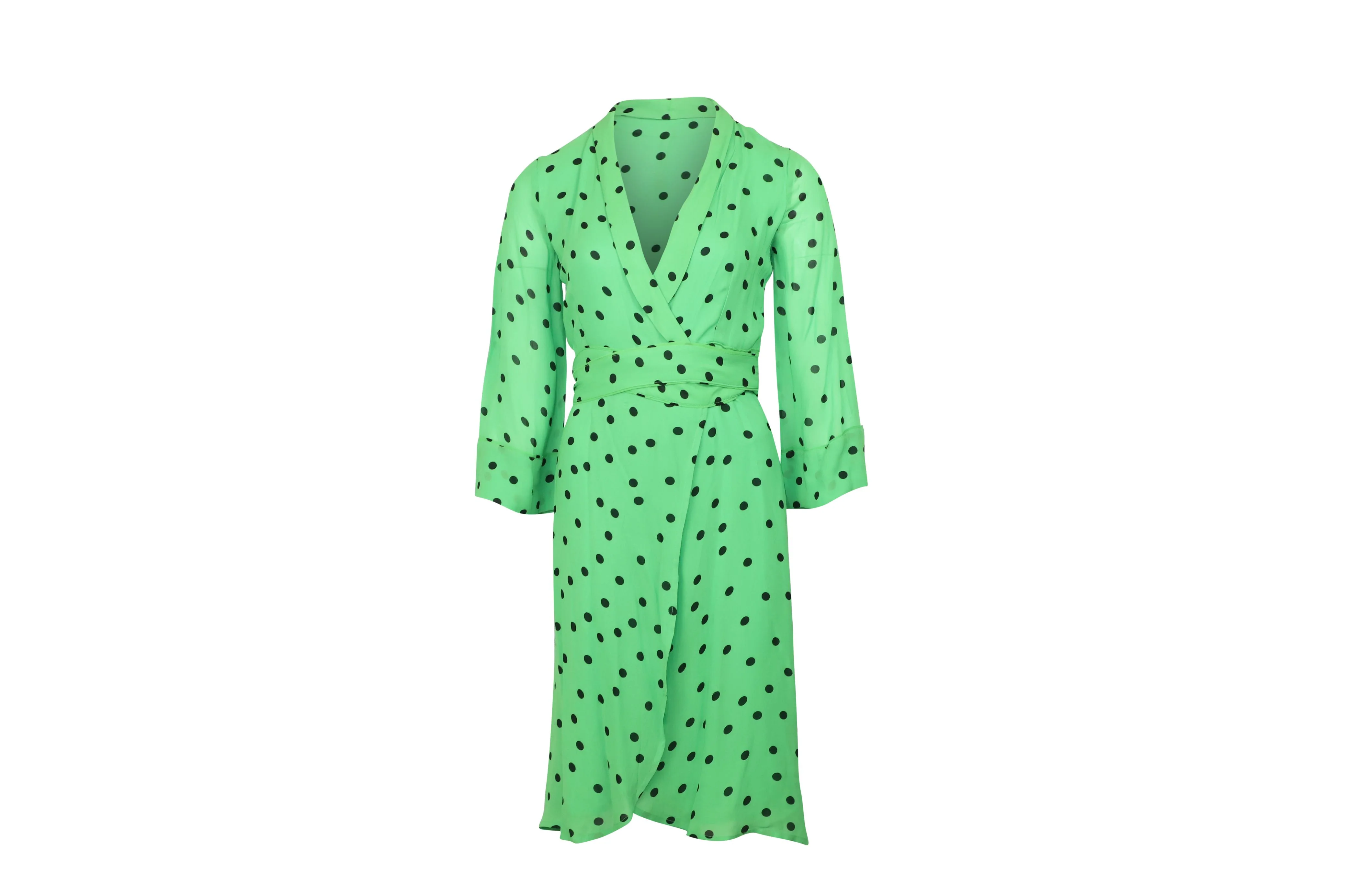 Women's Ganni Dainty Polka Dot Dress in Green Viscose