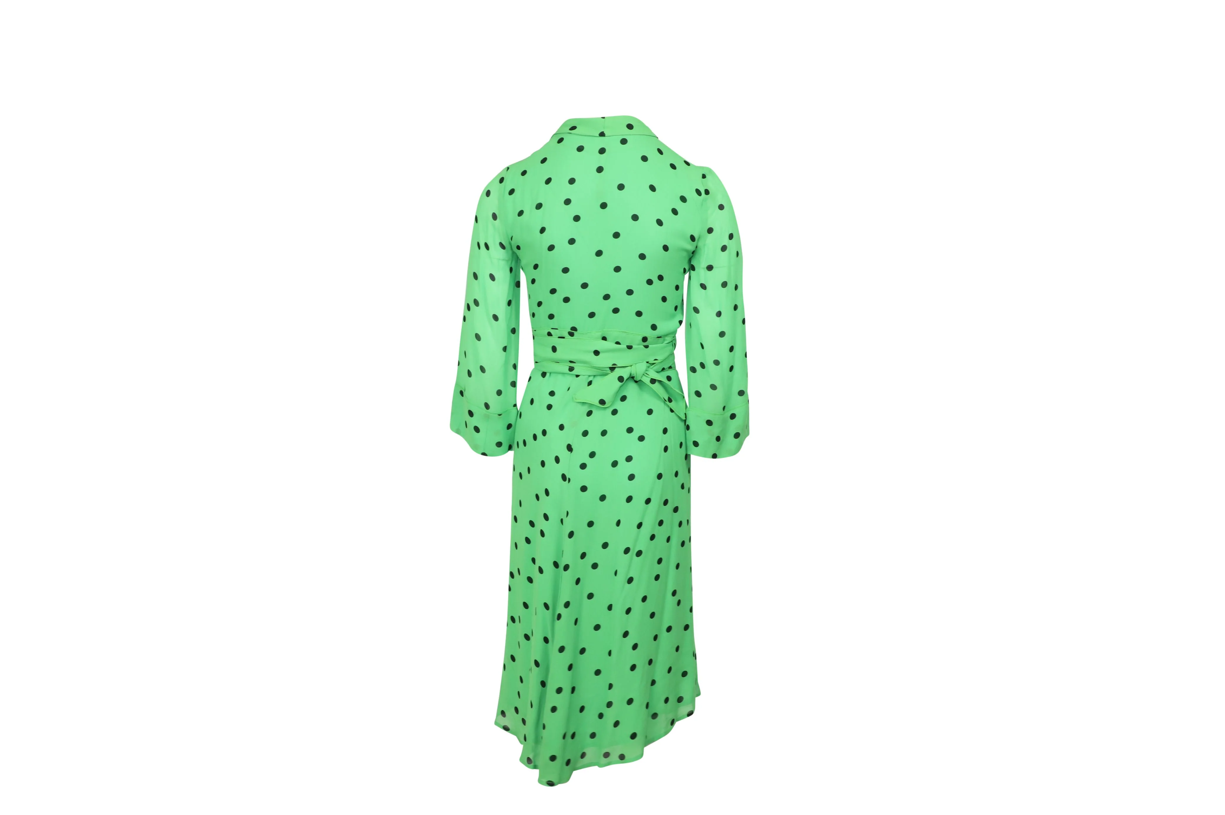 Women's Ganni Dainty Polka Dot Dress in Green Viscose - Image 2