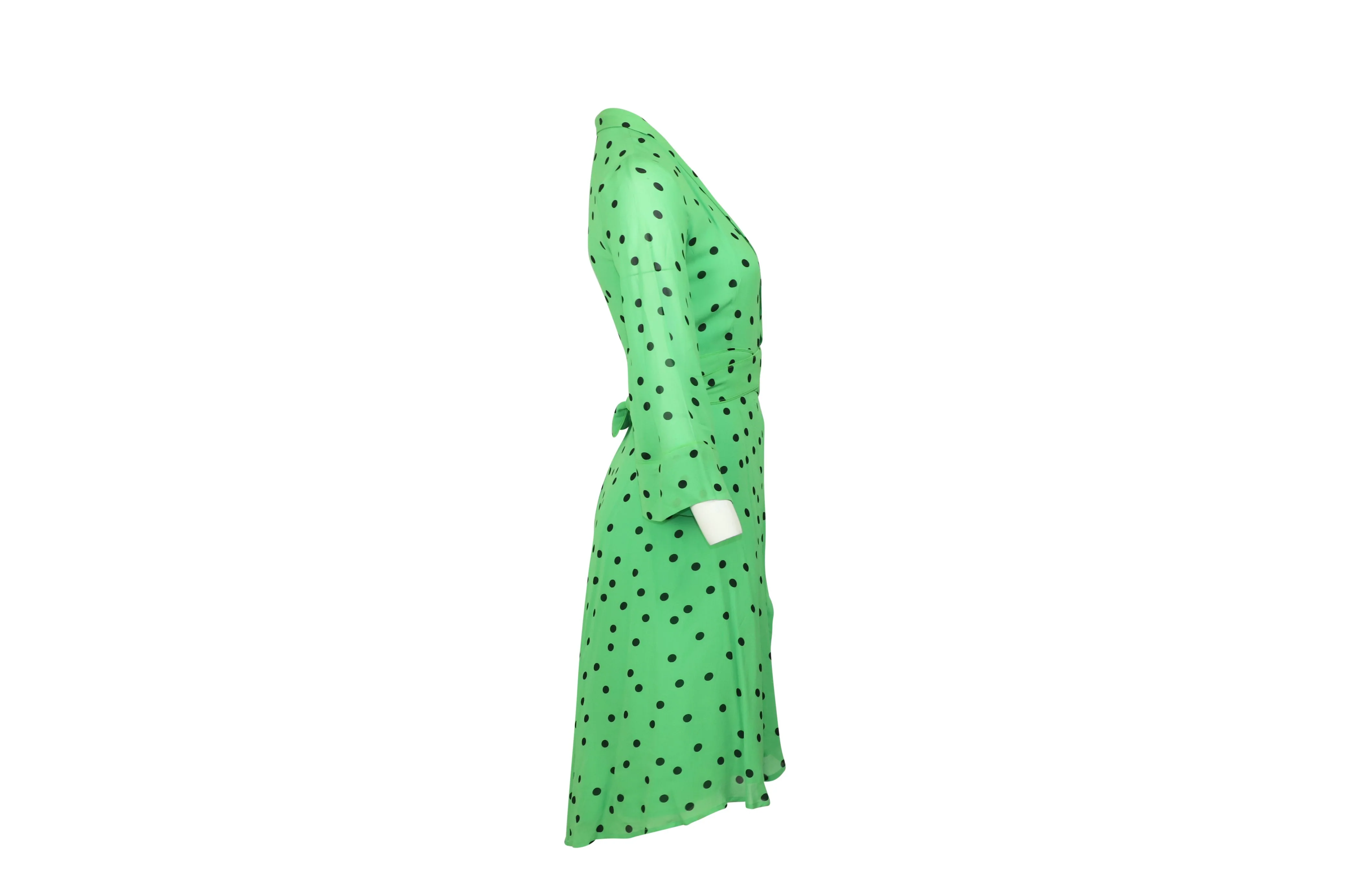 Women's Ganni Dainty Polka Dot Dress in Green Viscose - Image 4