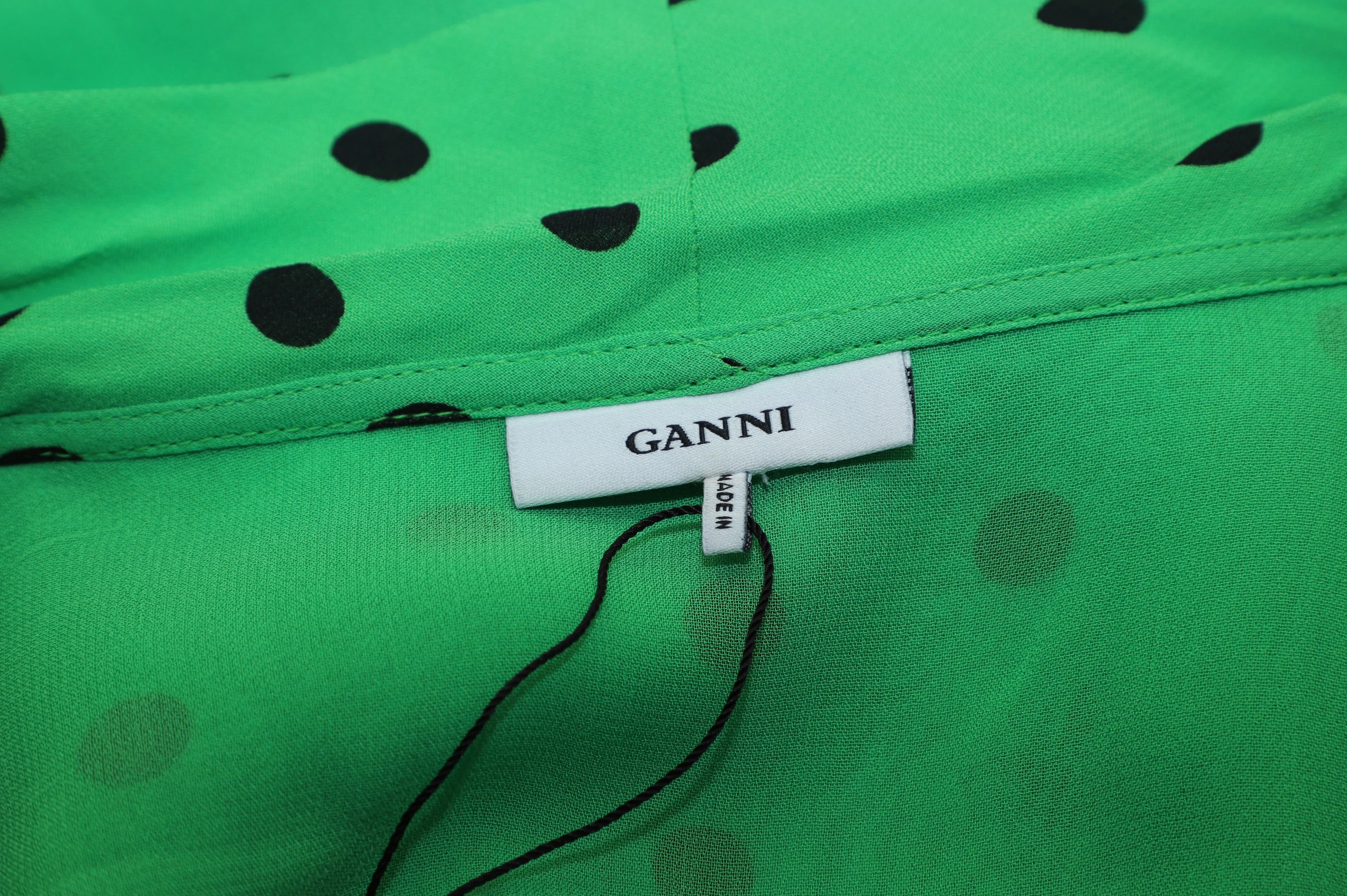 Women's Ganni Dainty Polka Dot Dress in Green Viscose - Image 5