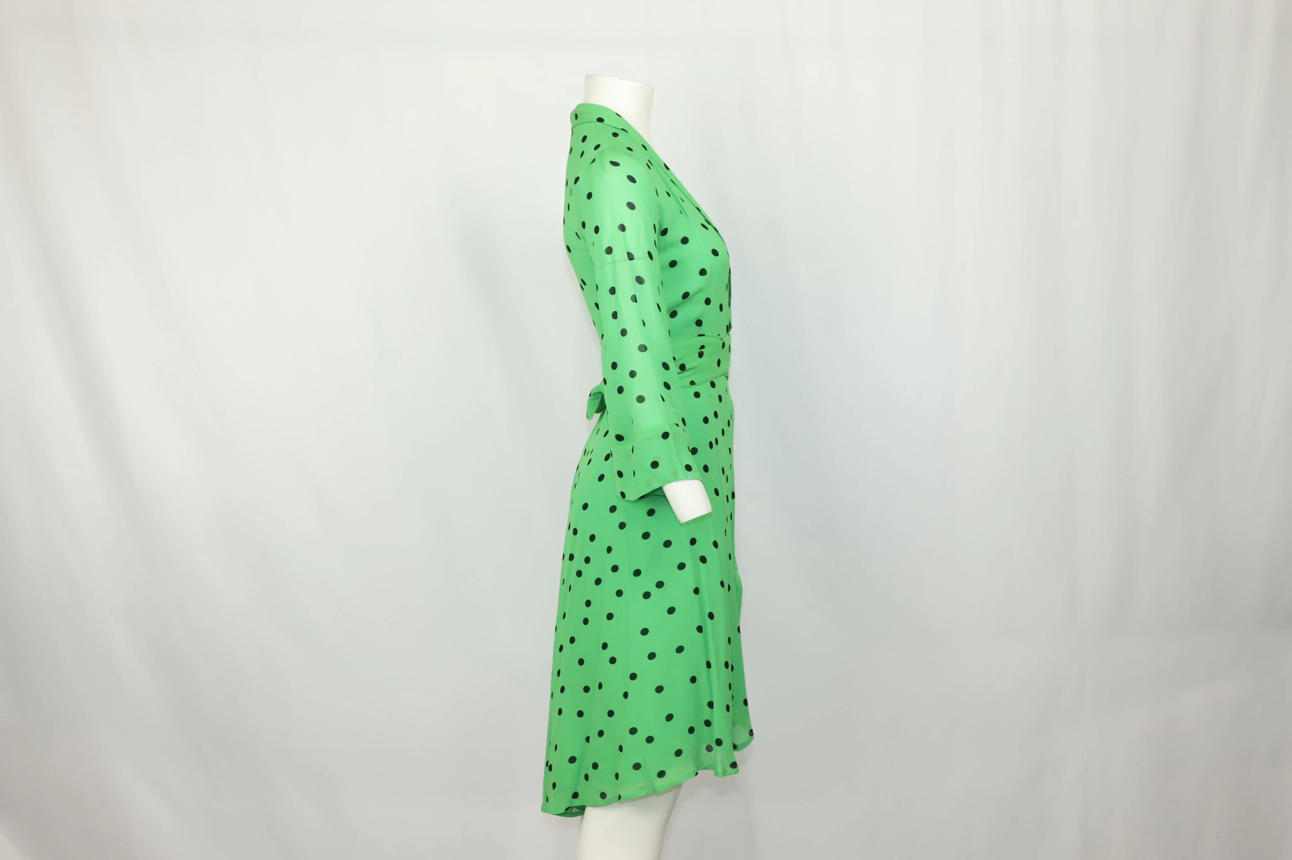 Women's Ganni Dainty Polka Dot Dress in Green Viscose - Image 6