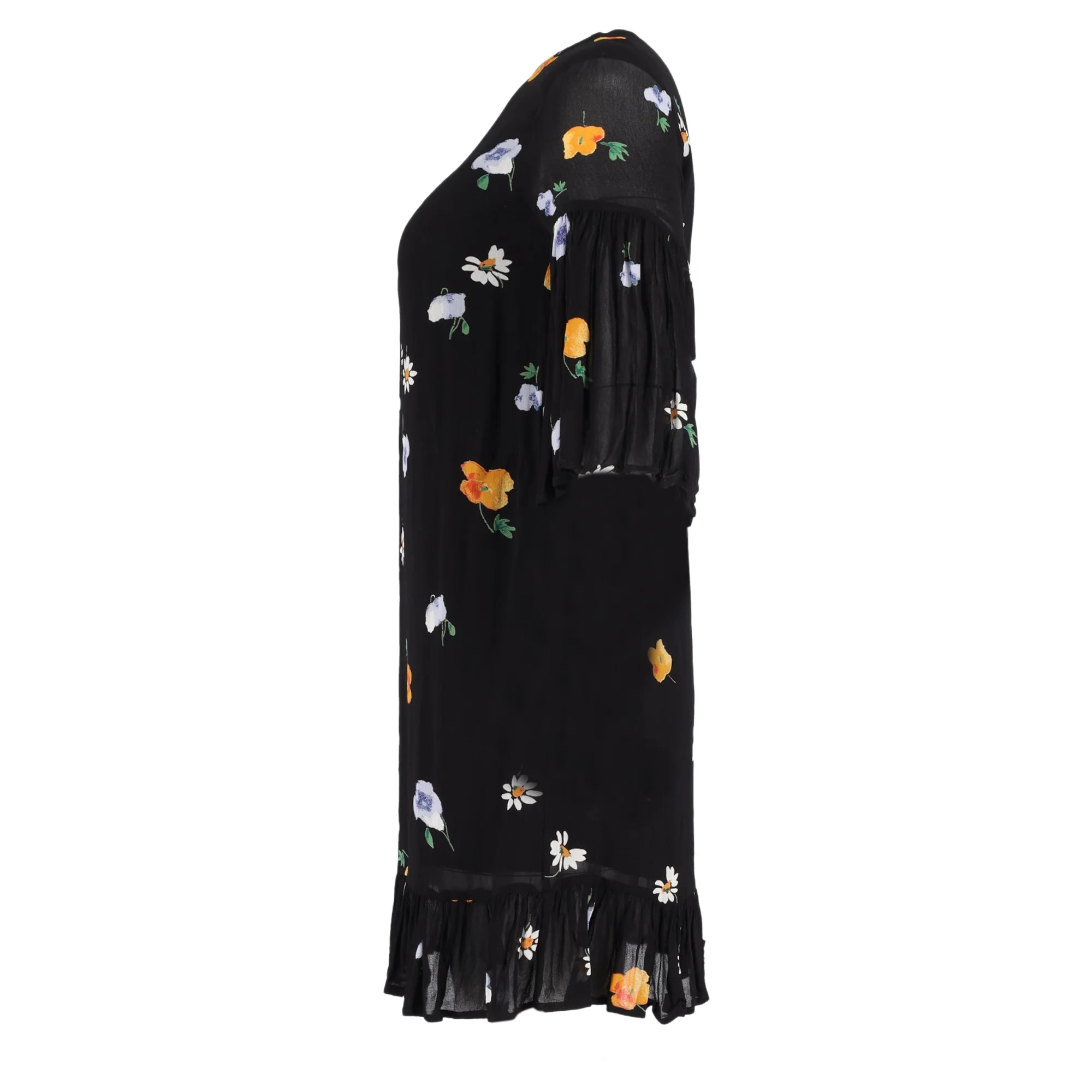 Women's Ganni Lorita Georgette Mini Dress in Black Viscose - Image 2