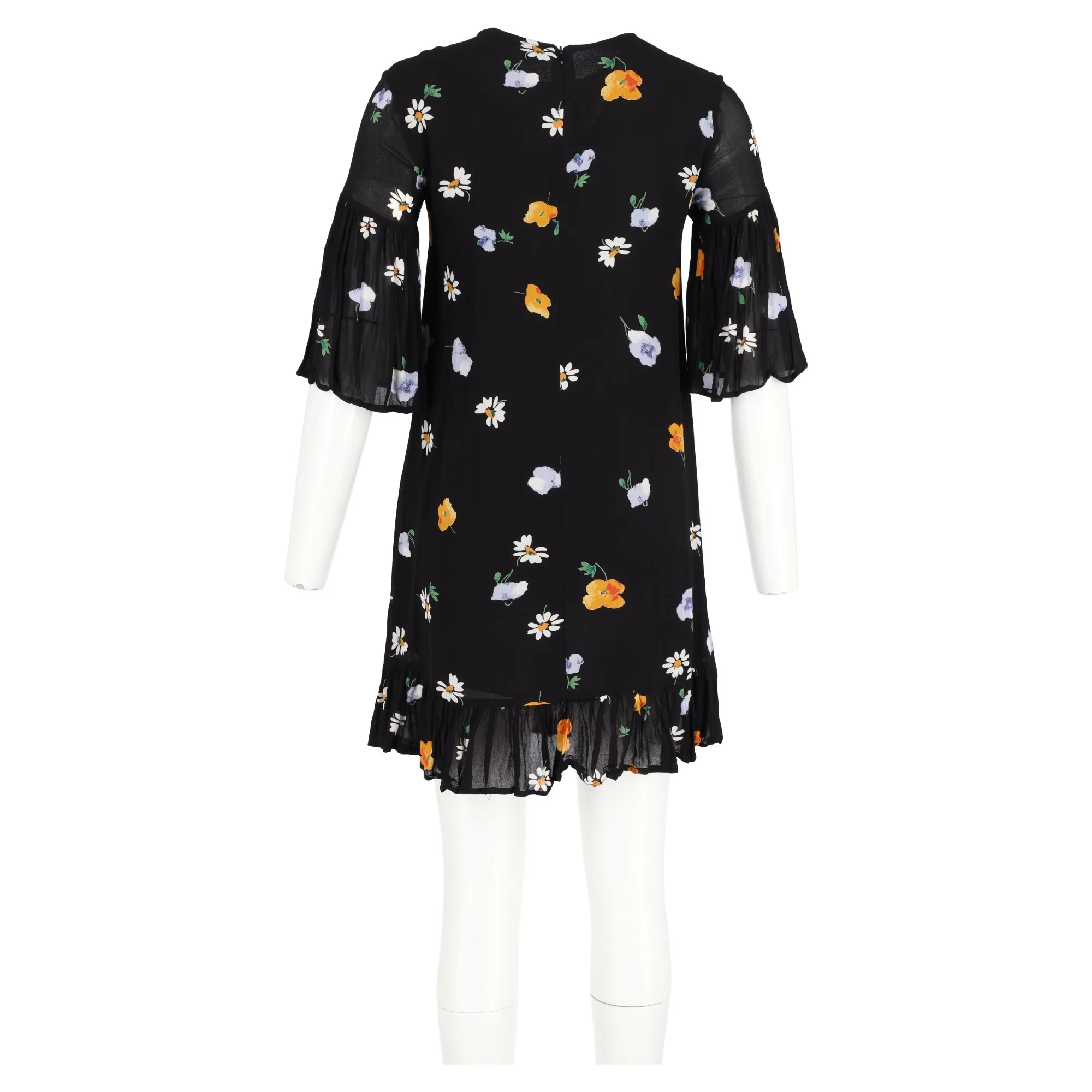 Women's Ganni Lorita Georgette Mini Dress in Black Viscose - Image 6