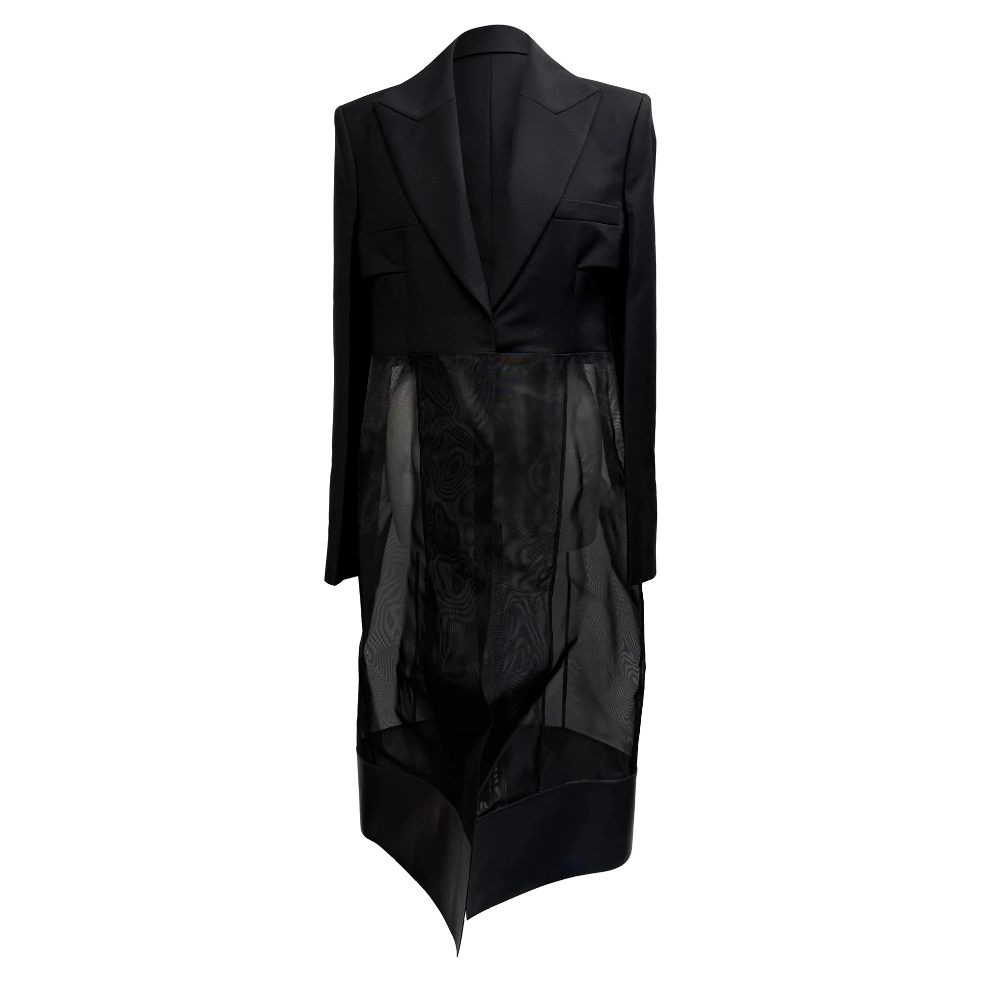 Women's Givenchy Cut-Out Tailored Coat in Black Wool