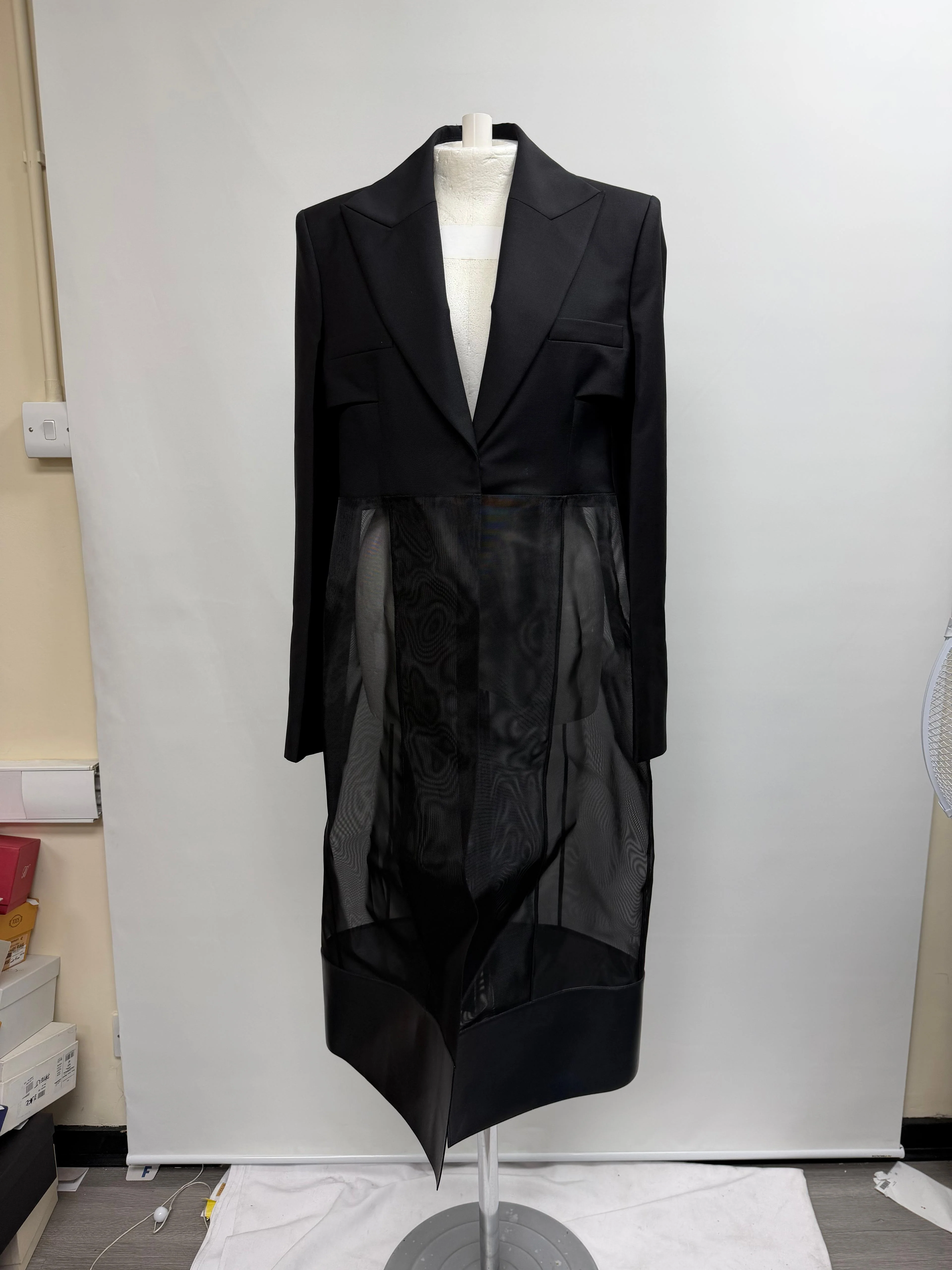 Women's Givenchy Cut-Out Tailored Coat in Black Wool - Image 7