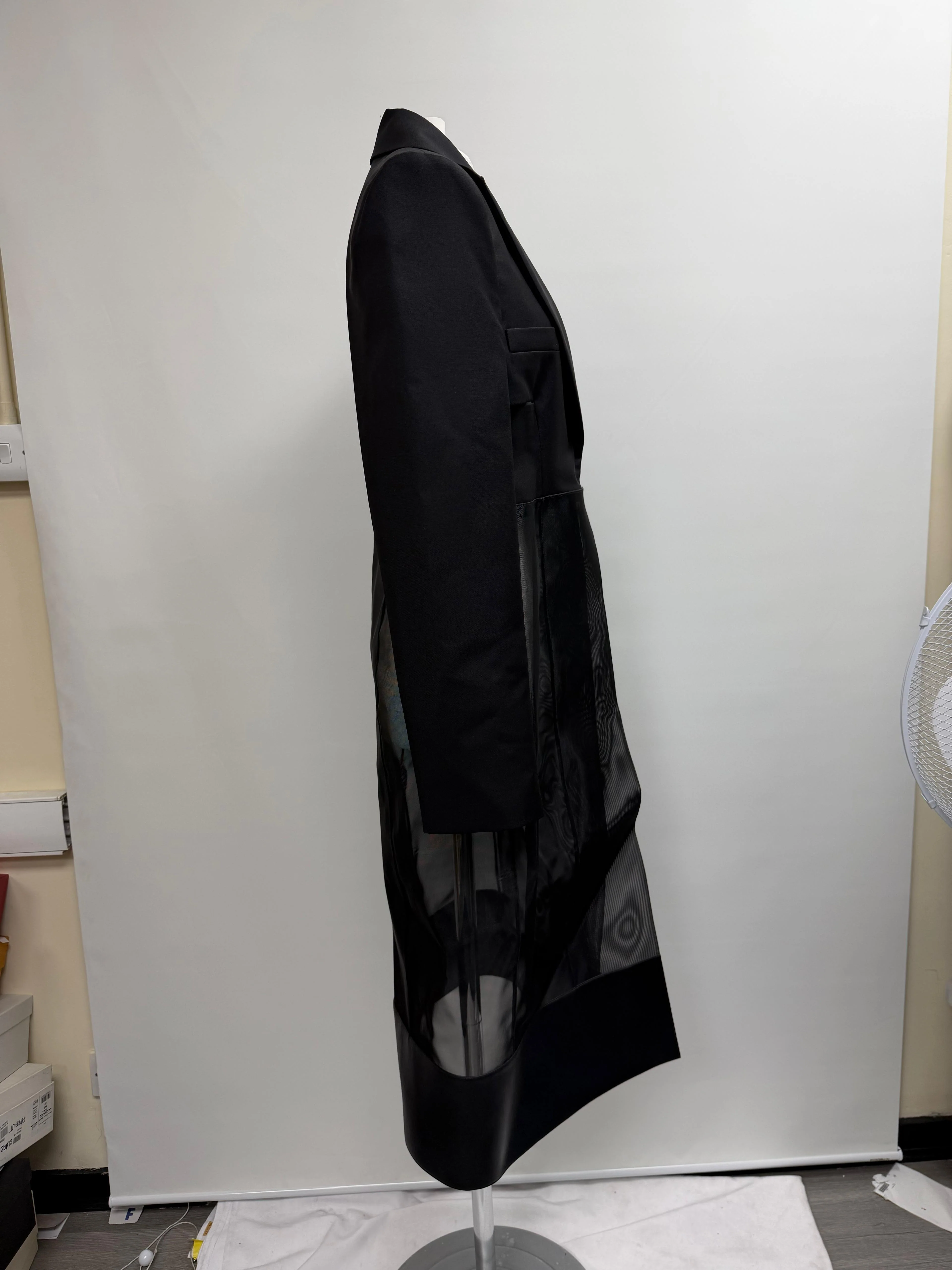 Women's Givenchy Cut-Out Tailored Coat in Black Wool - Image 8