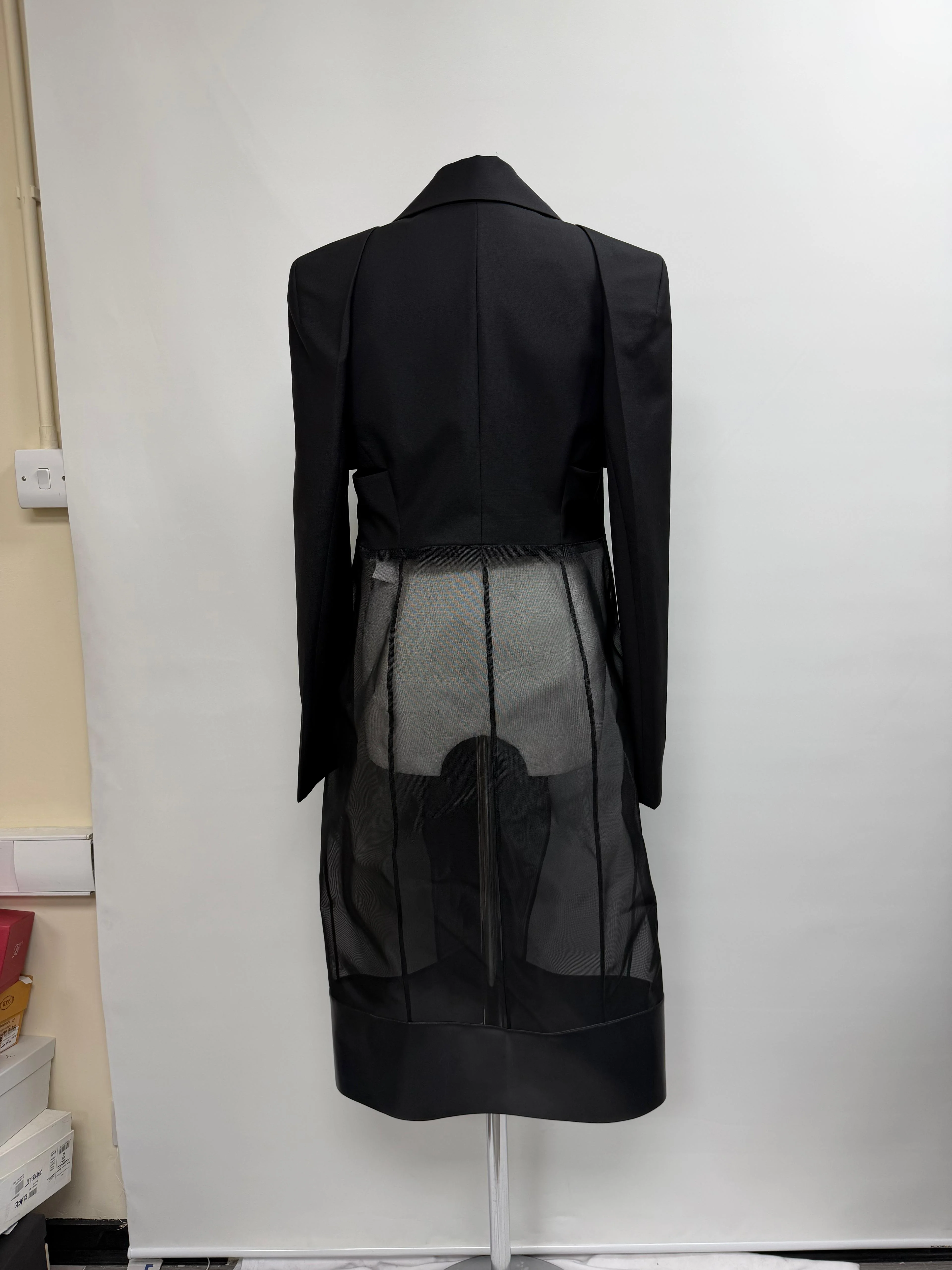 Women's Givenchy Cut-Out Tailored Coat in Black Wool - Image 9