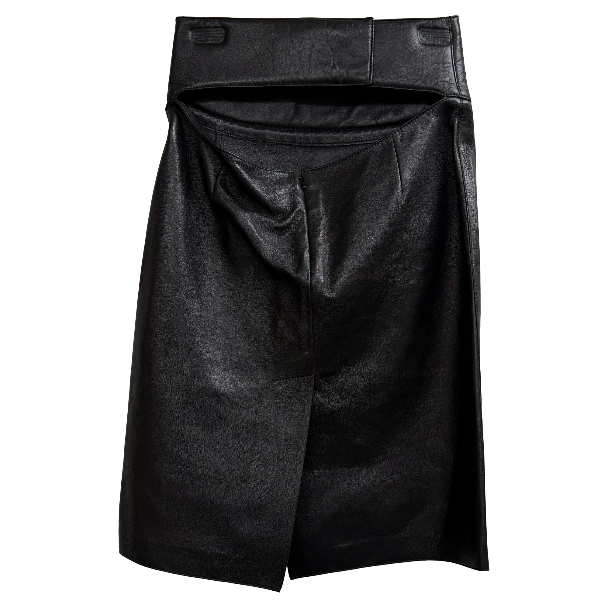 Women's Givenchy Cutout Embossed Skirt in Black Leather - Image 3