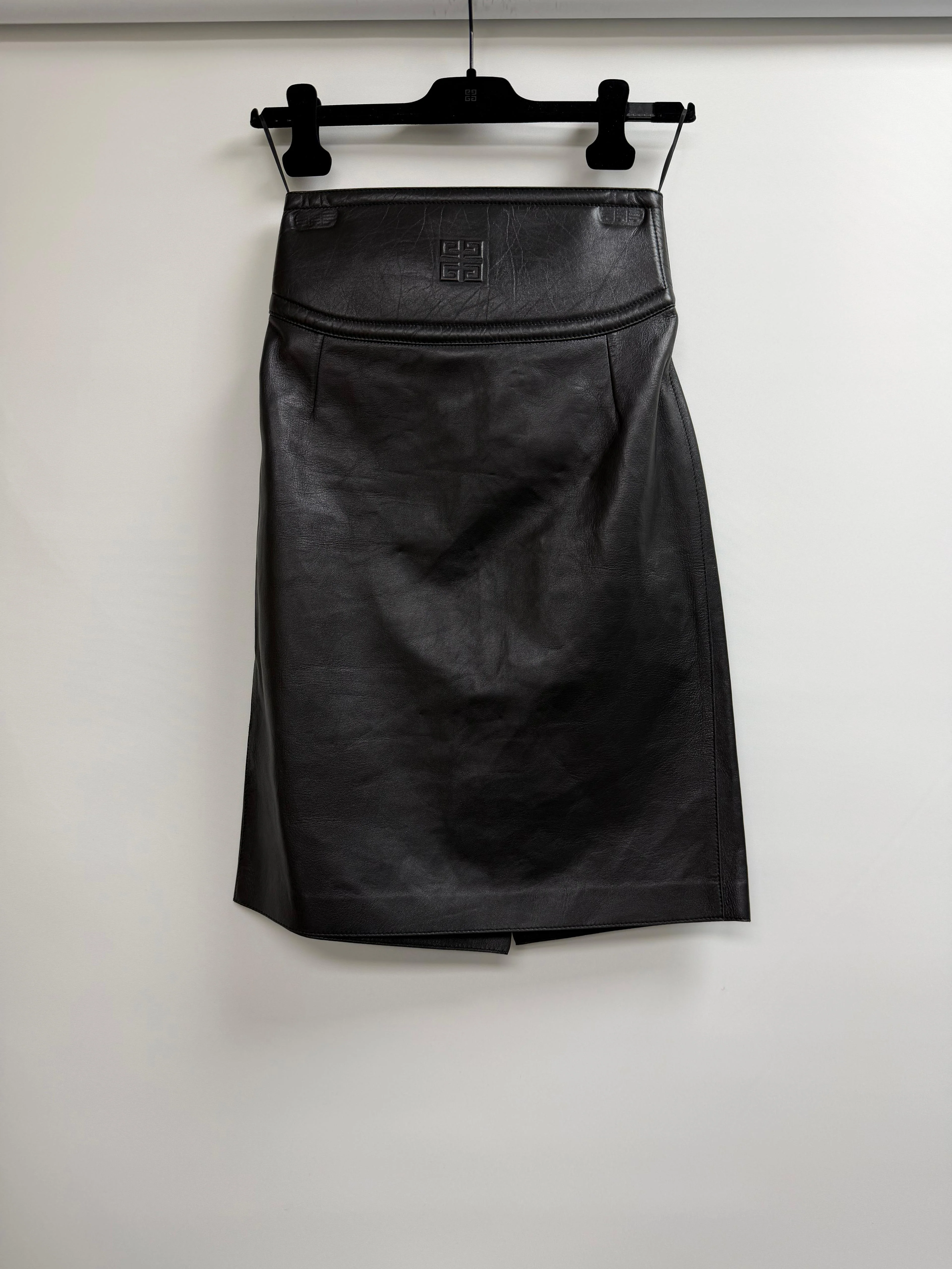 Women's Givenchy Cutout Embossed Skirt in Black Leather - Image 6