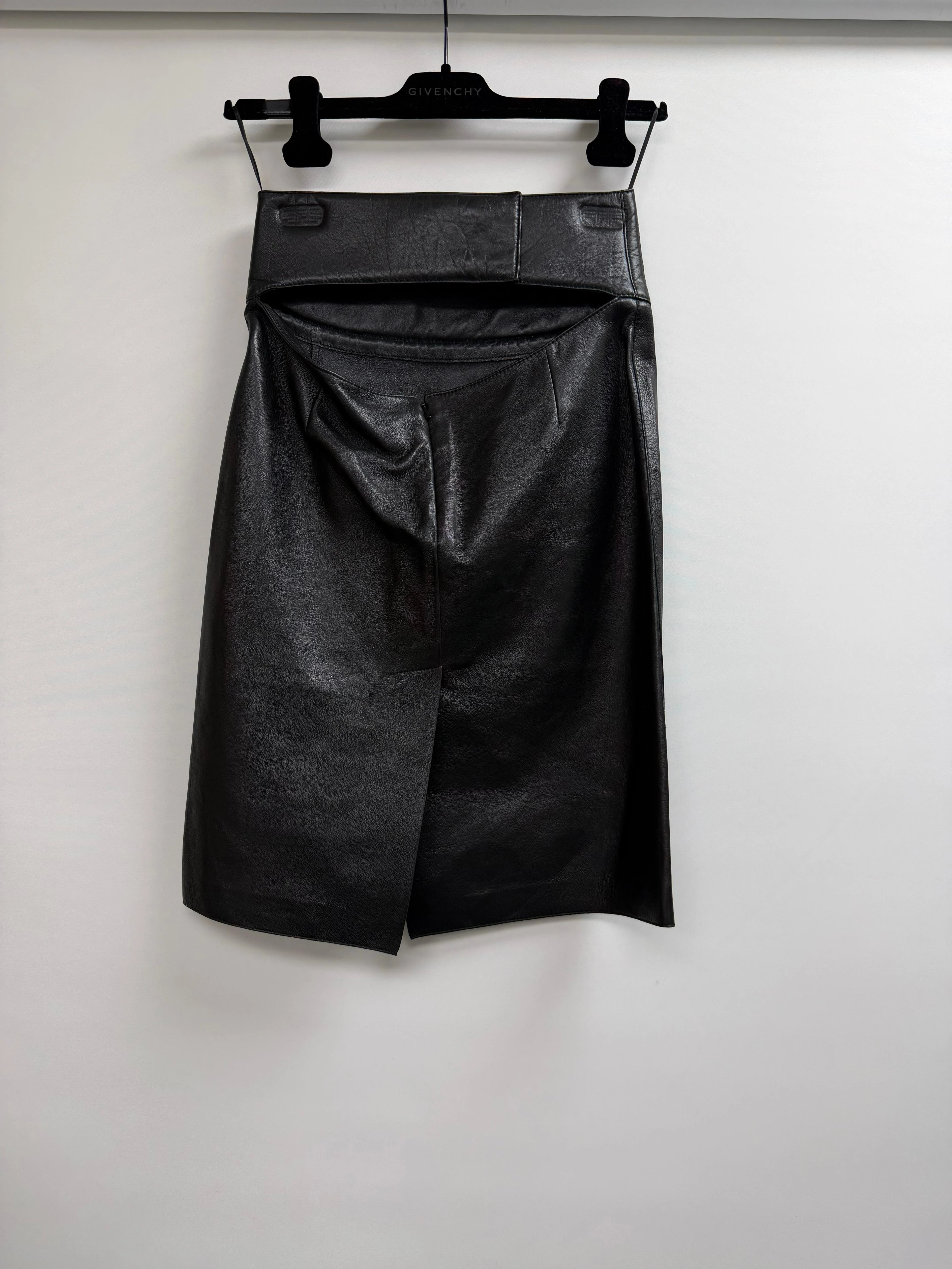 Women's Givenchy Cutout Embossed Skirt in Black Leather - Image 8