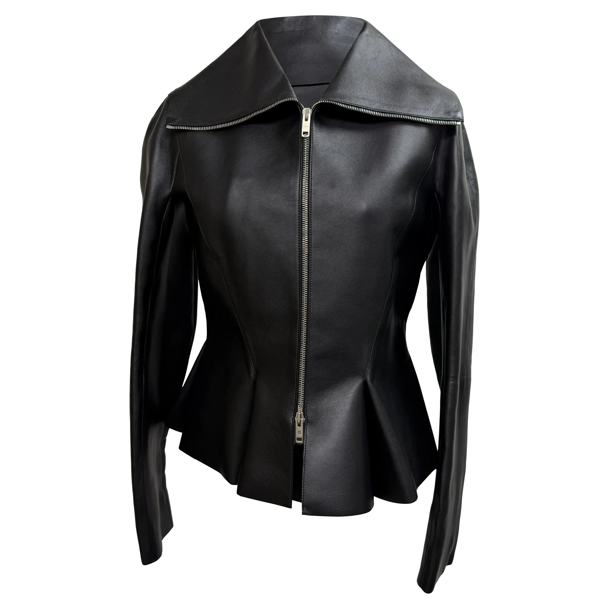 Women's Givenchy Peplum Jacket in Black Leather