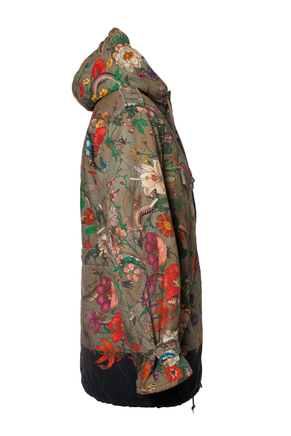 Men's Gucci Flora snake print quilted parka - Image 3