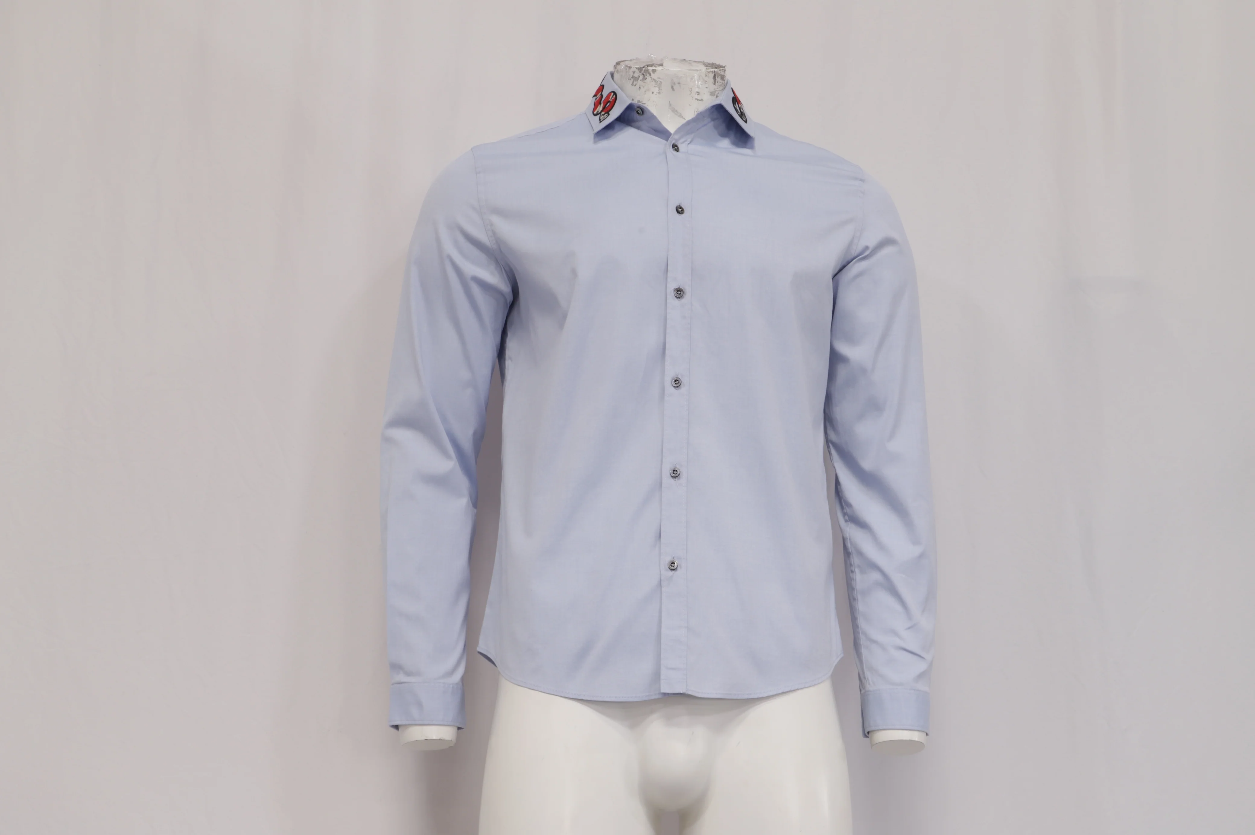 Men's Gucci Kingsnake Embroidered Shirt in Blue Cotton - Image 7