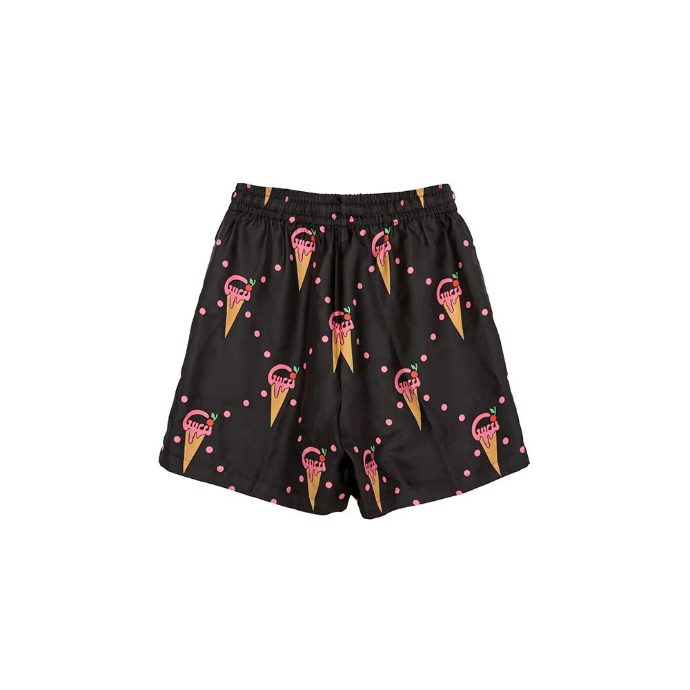 Women's Creamy Ice Cream Print Twill Silk Short Pants Xxs - Image 2