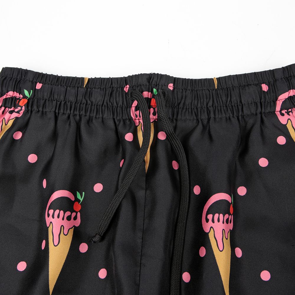 Women's Creamy Ice Cream Print Twill Silk Short Pants Xxs - Image 3