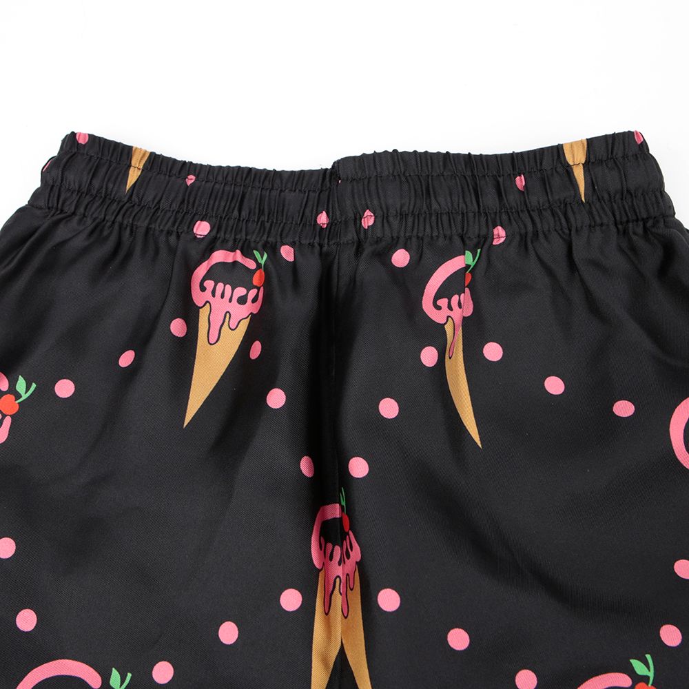 Women's Creamy Ice Cream Print Twill Silk Short Pants Xxs - Image 6