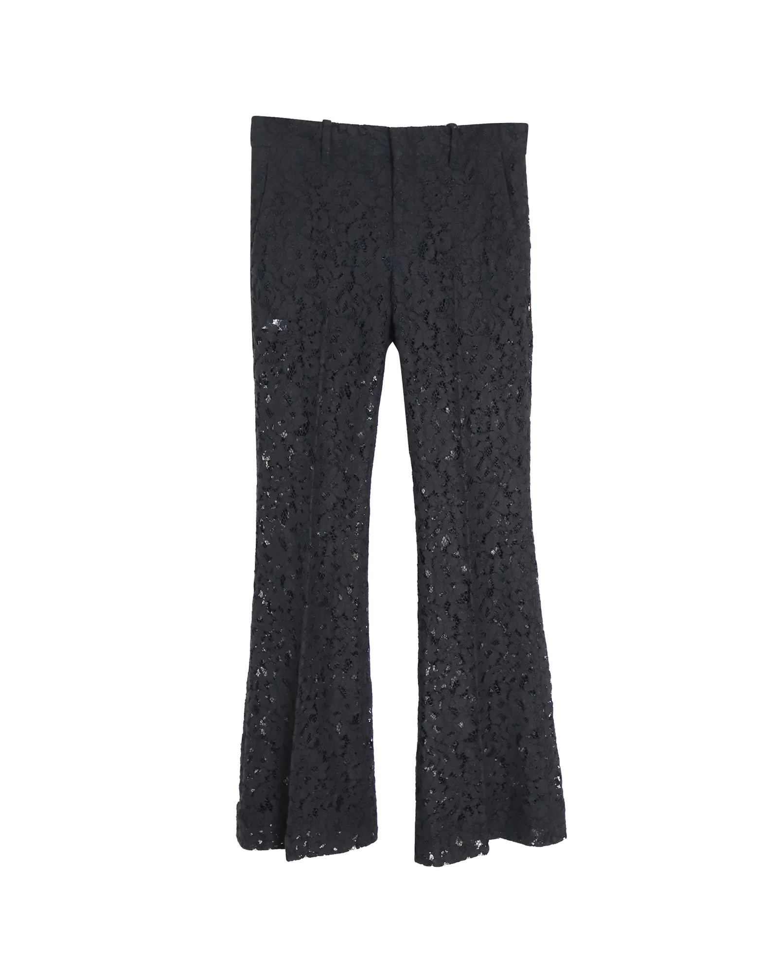 Women's Gucci Lace Flared Pants in Black Cotton