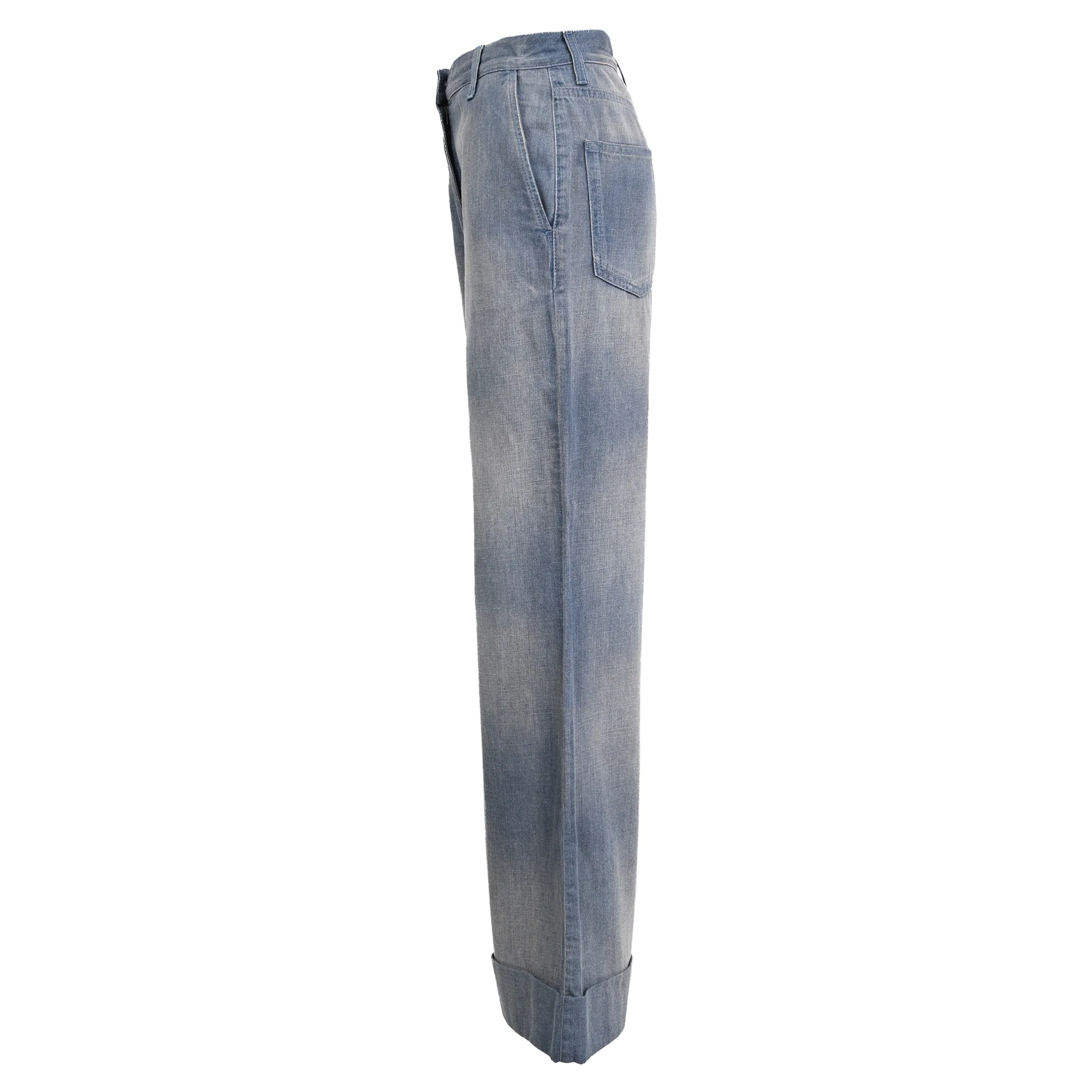 Women's  Gucci Washed Bell-Bottom Jeans in Blue Cotton - Image 2