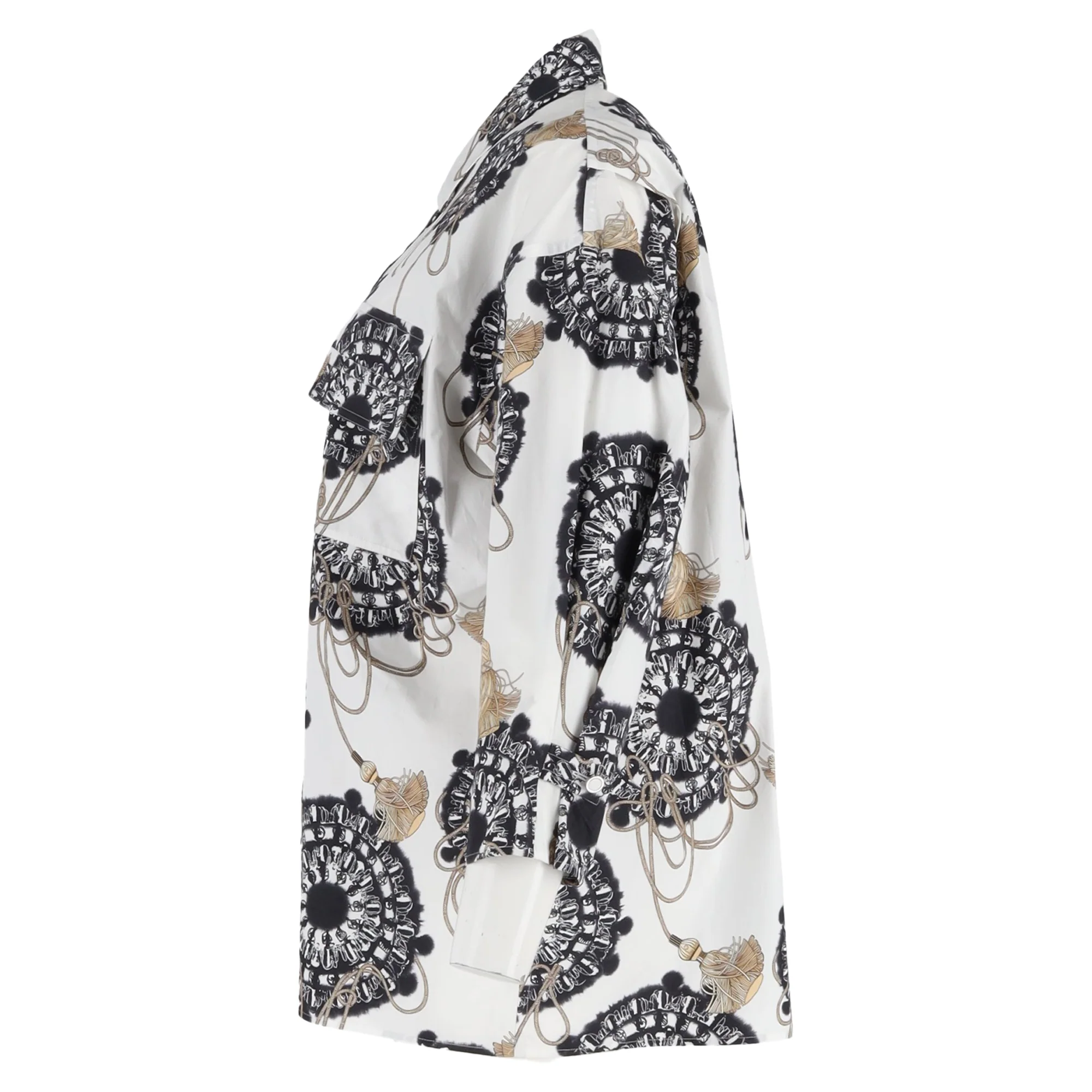 Women's Hermès Cliquetis Aquarelle Printted Shirt in White Cotton - Image 2