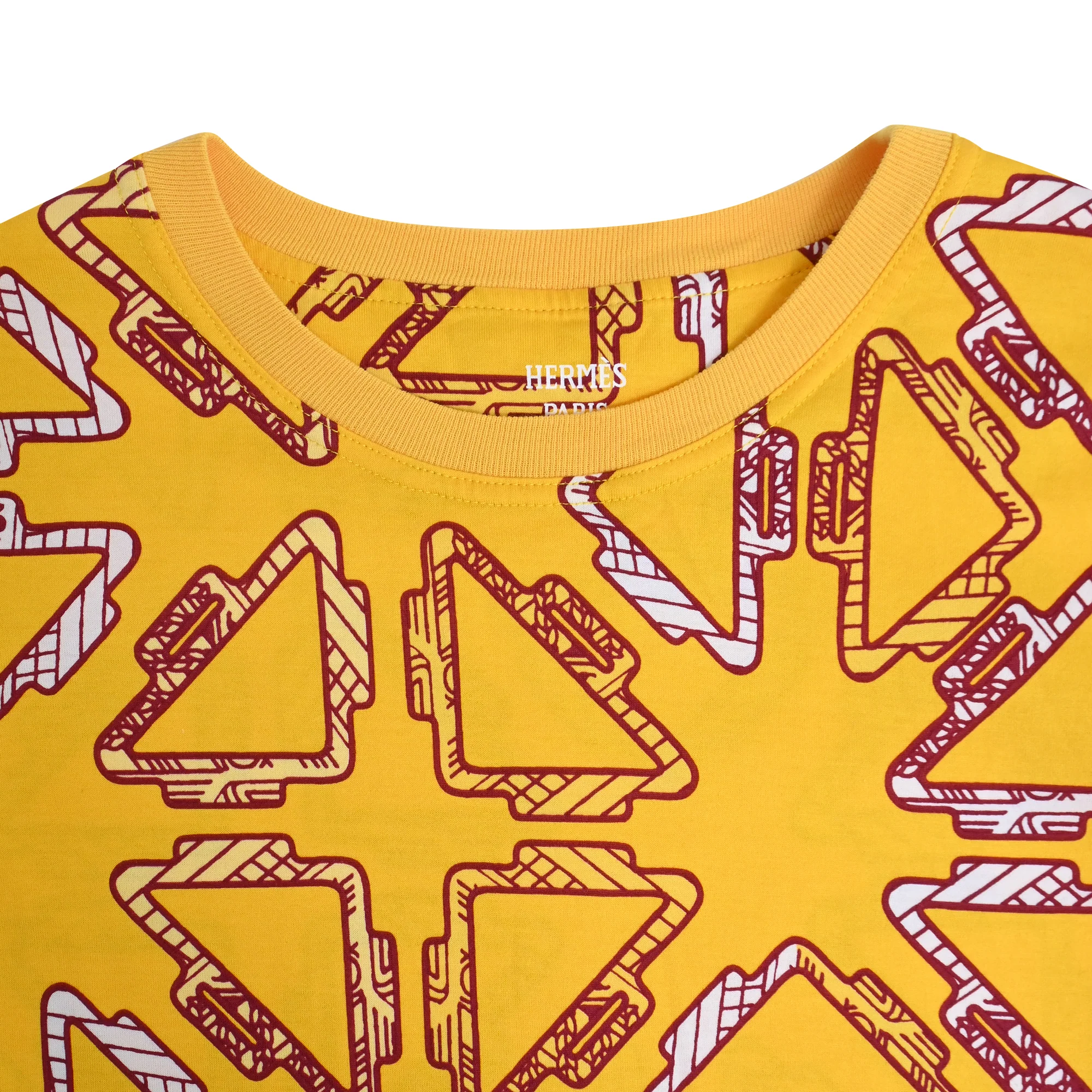 Women's Hermès Tatersales Printed T-Shirt in Yellow Cotton - Image 5