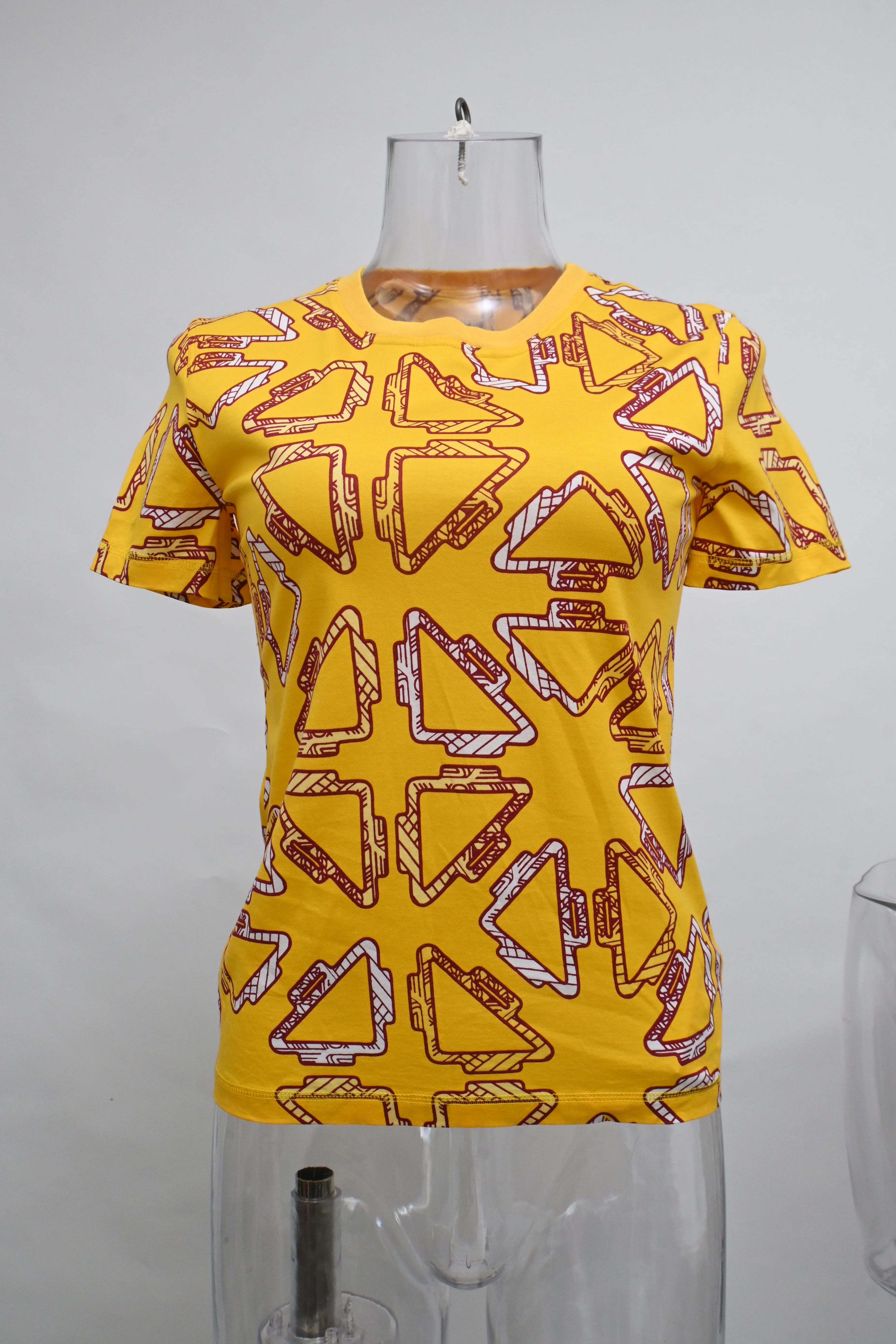 Women's Hermès Tatersales Printed T-Shirt in Yellow Cotton - Image 6
