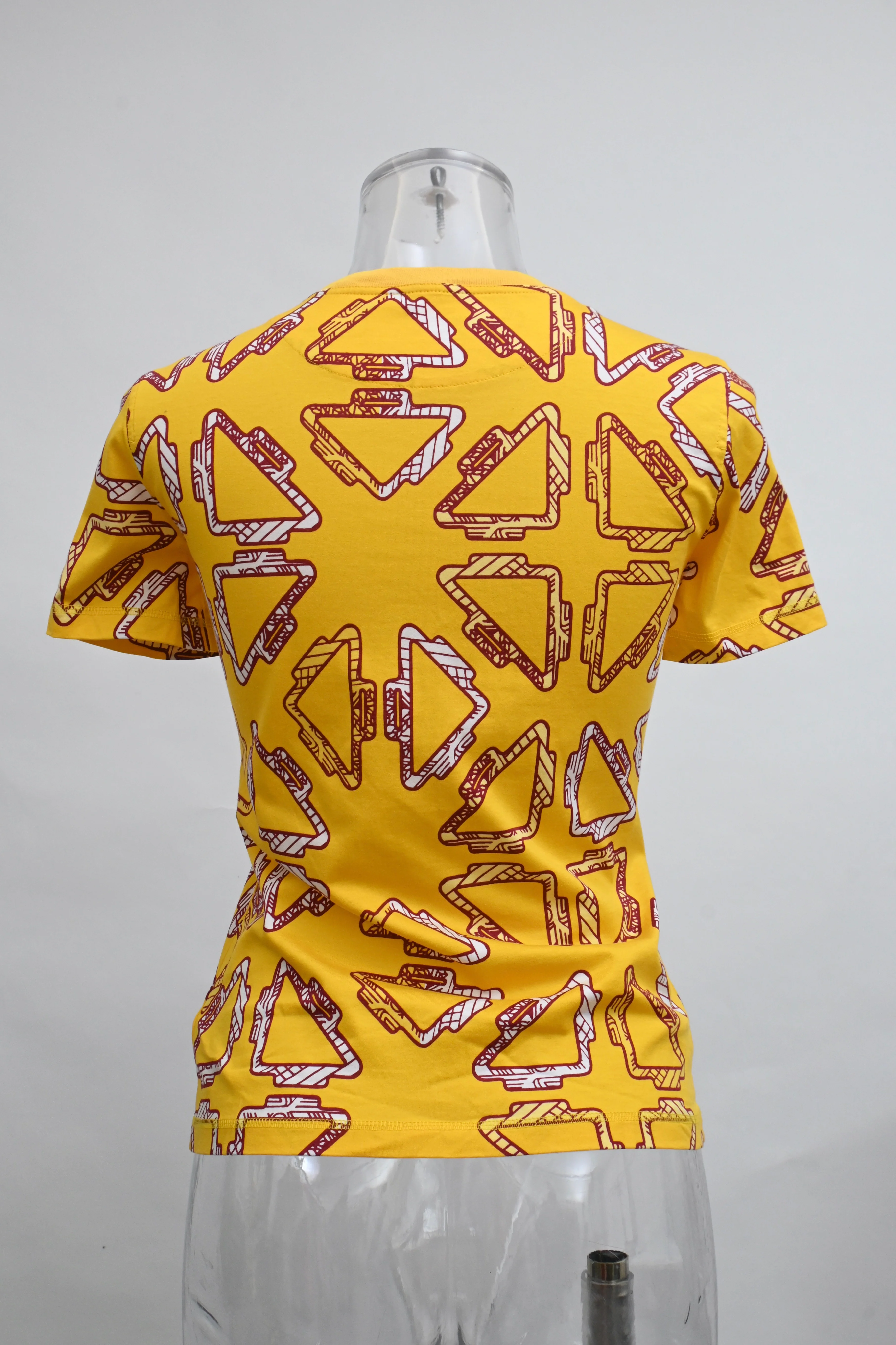 Women's Hermès Tatersales Printed T-Shirt in Yellow Cotton - Image 8