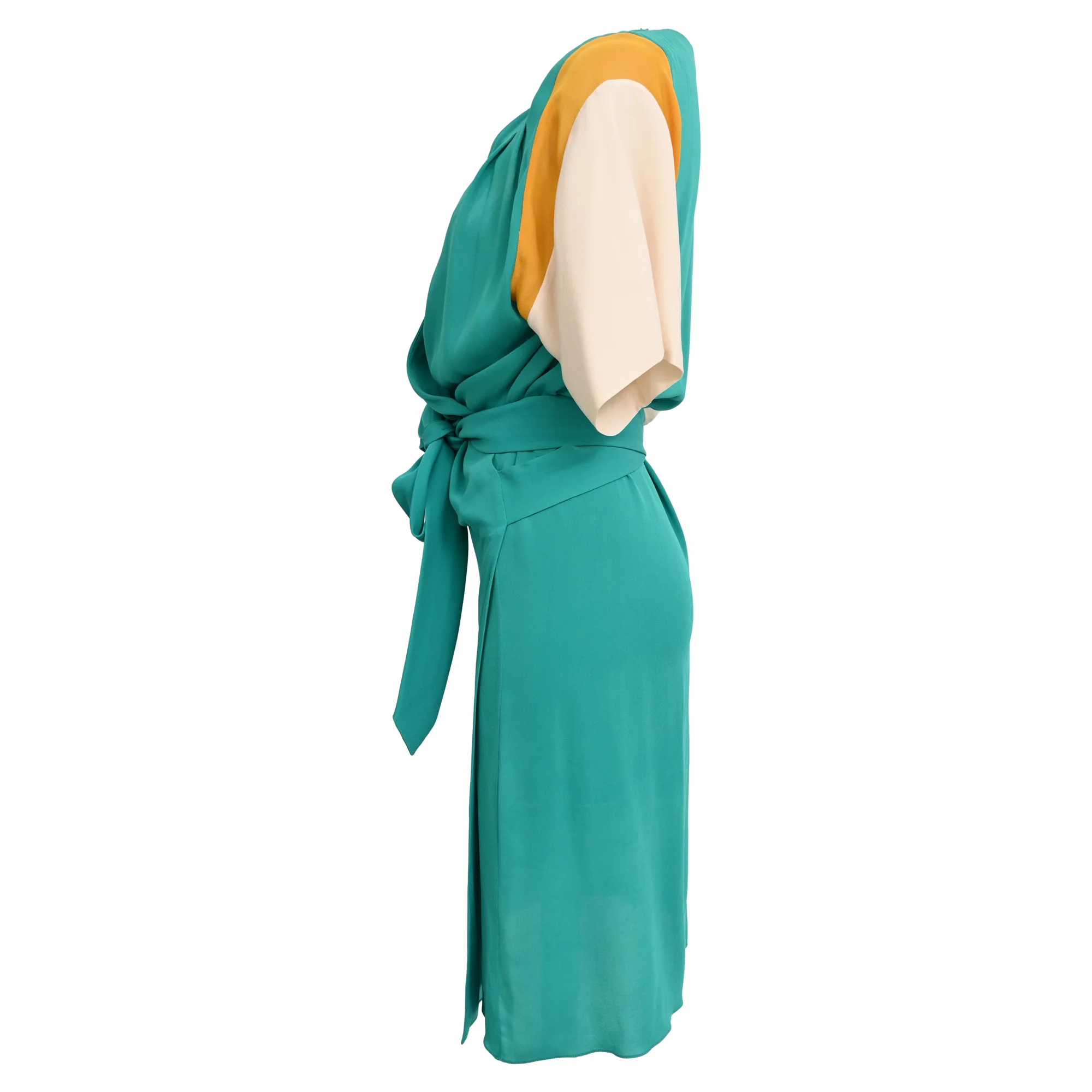 Women's Hermès Wrap Knee Length Dress in Turquoise Silk - Image 2