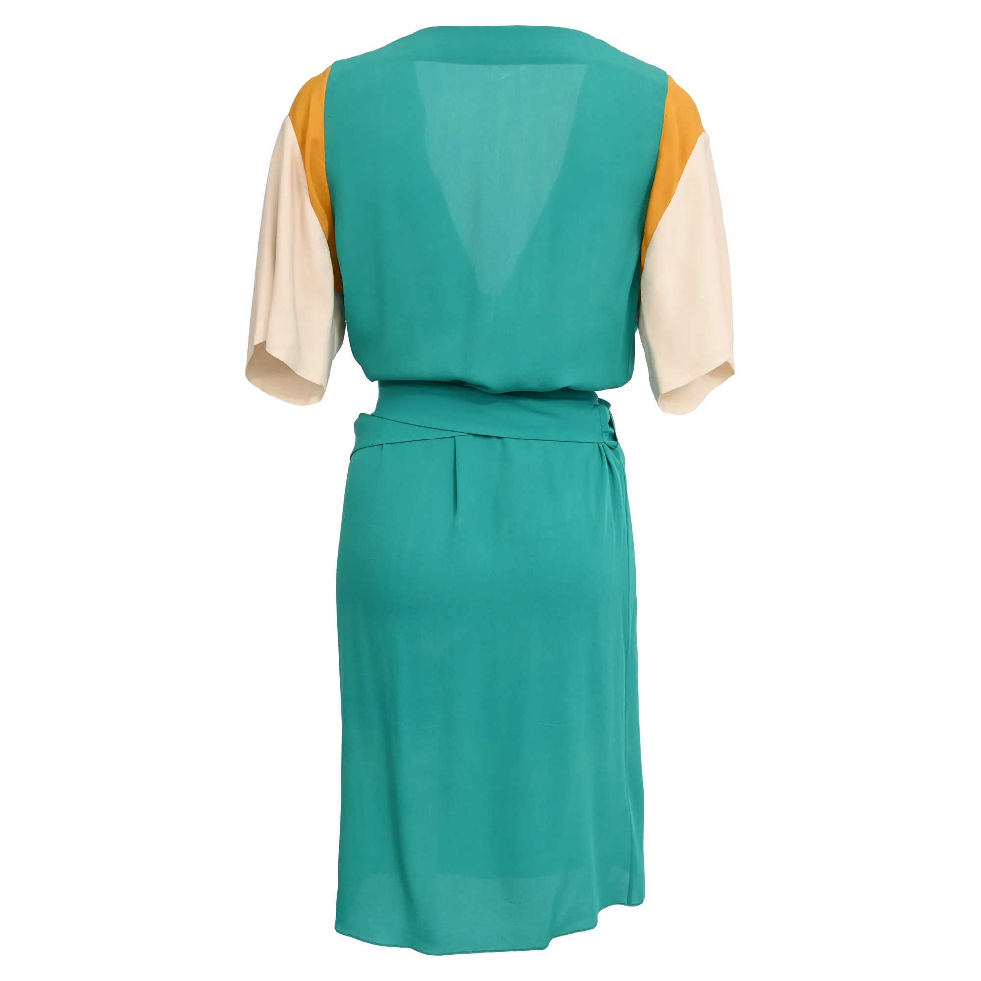 Women's Hermès Wrap Knee Length Dress in Turquoise Silk - Image 3