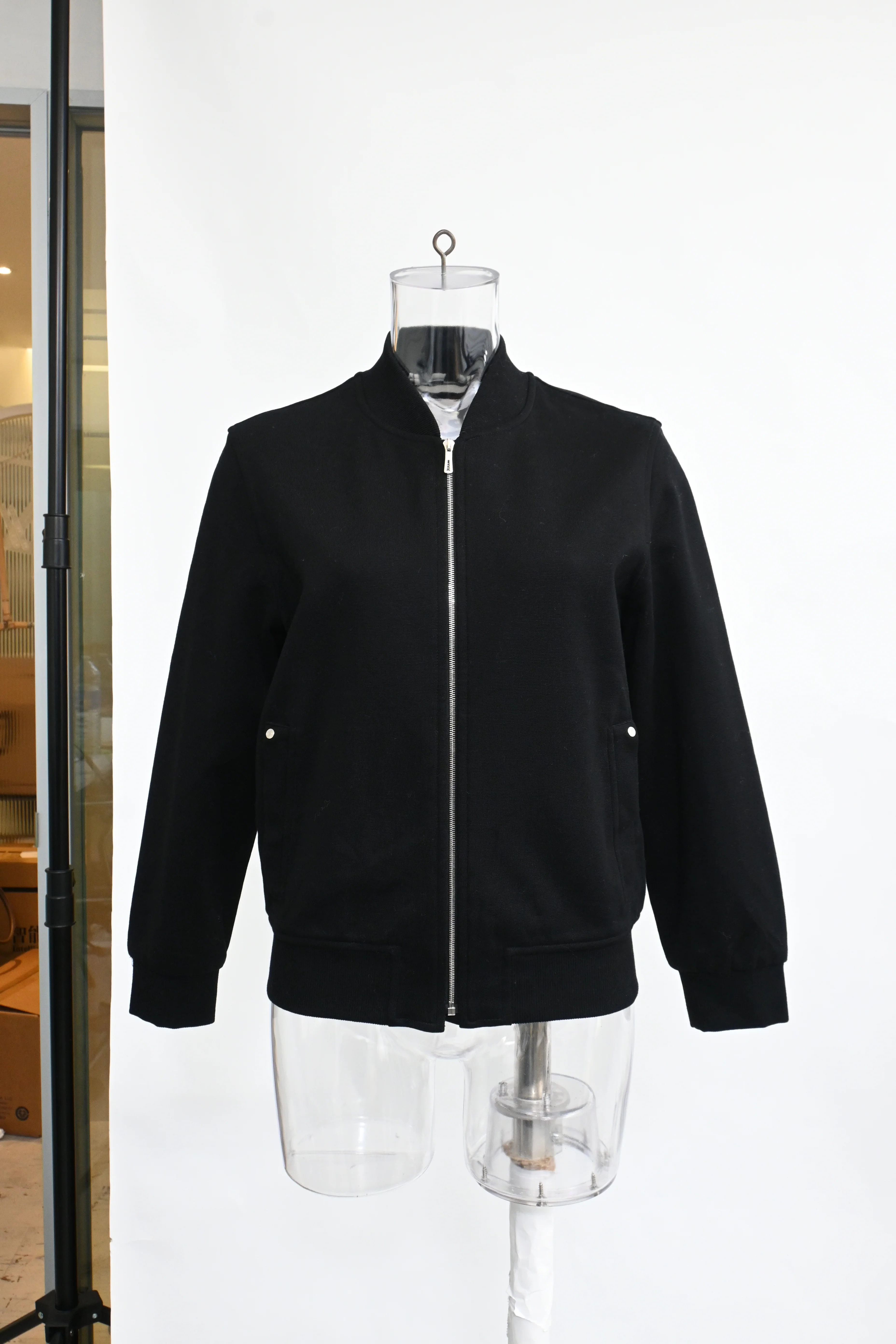 Women's Hermès Zip-Up Bomber Jacket in Black Cotton - Image 6