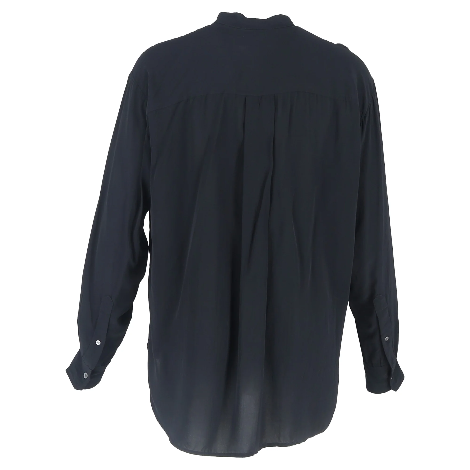 Women's Isabel Marant Amel Pleated Crepe de Chine Shirt in Black Viscose - Image 3
