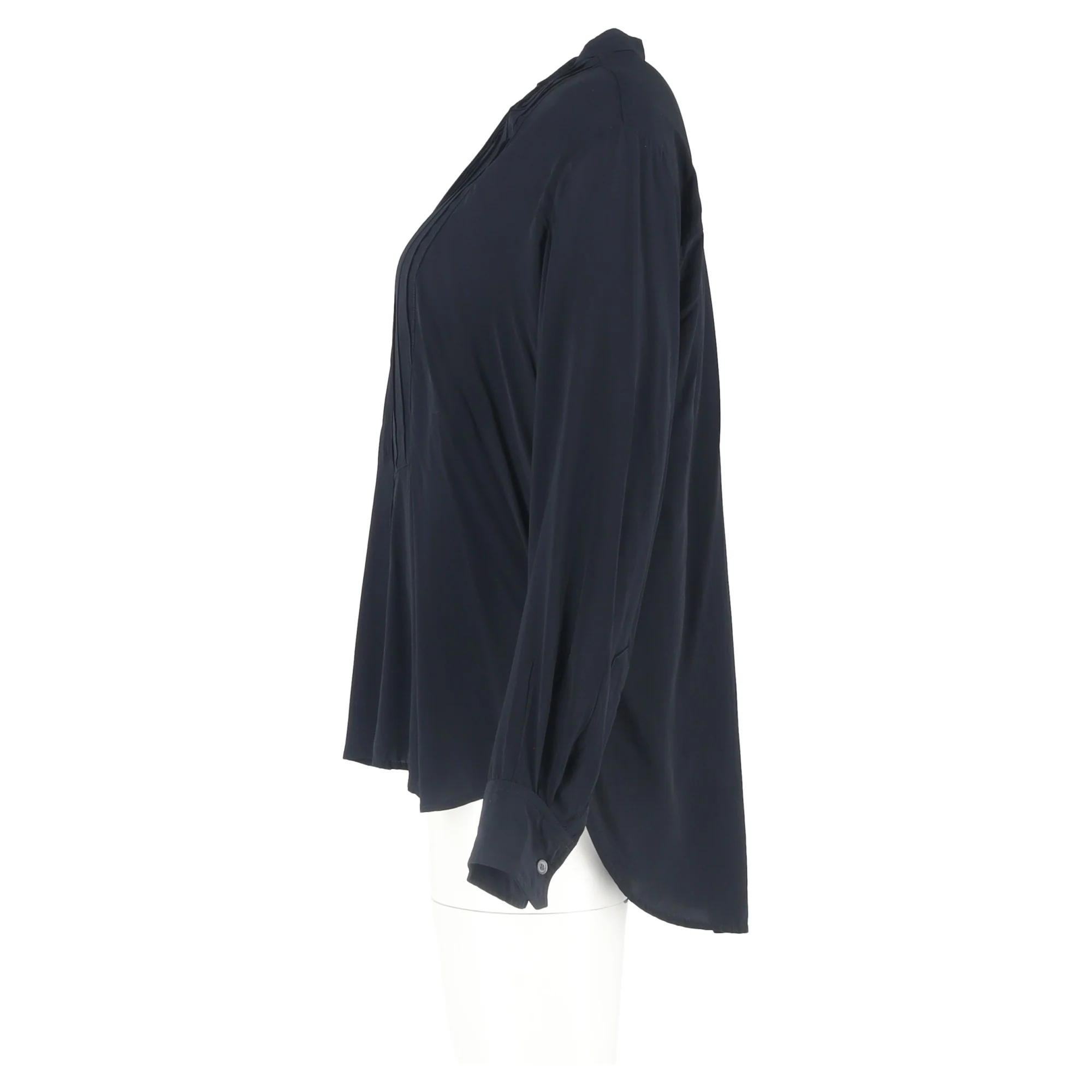 Women's Isabel Marant Amel Pleated Crepe de Chine Shirt in Black Viscose - Image 5