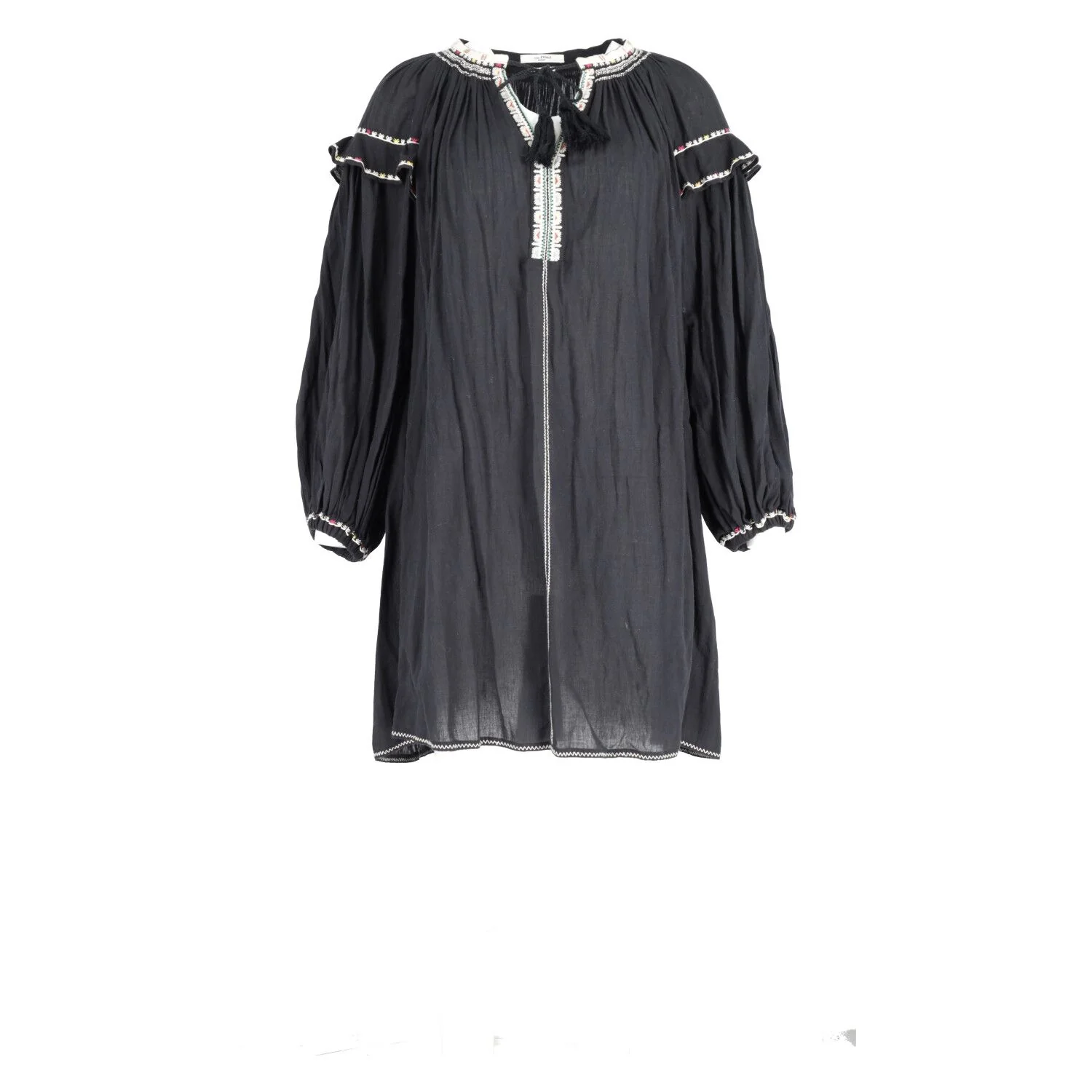 Women's Isabel Marant Embroidered Short Dress in Black Cotton - Image 4