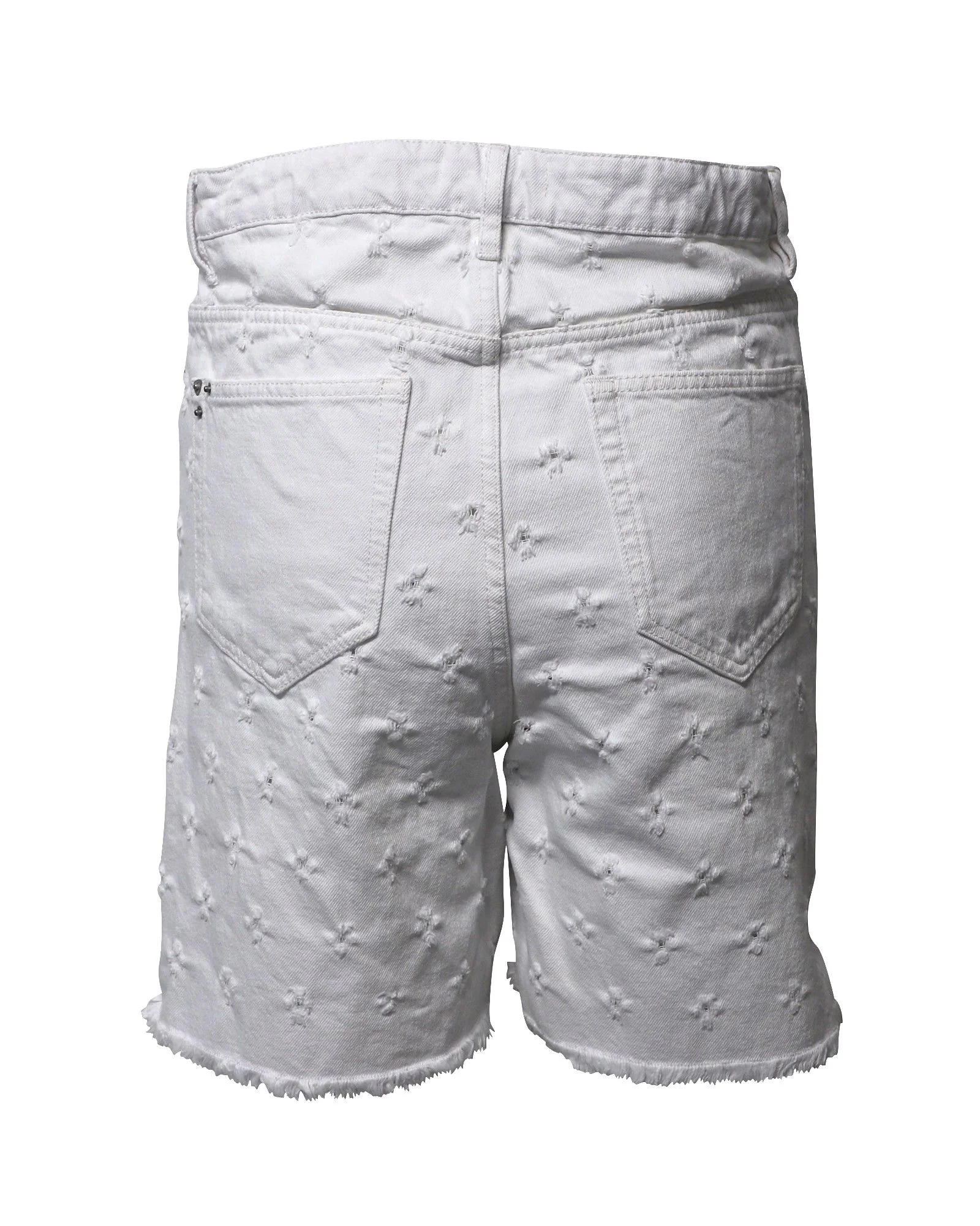 Women's Isabel Marant Etoile Distressed Bermuda Shorts in White Cotton Denim - Image 3
