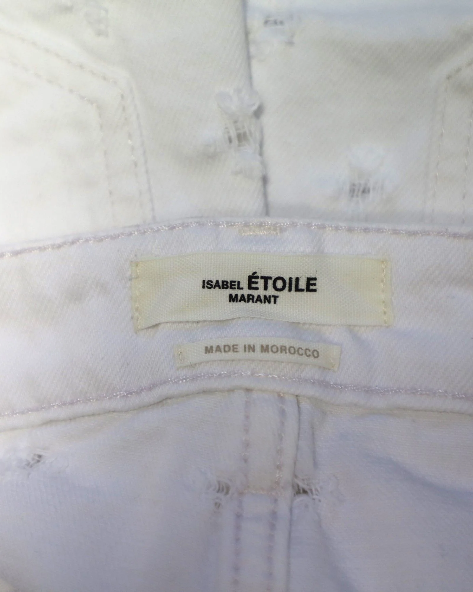 Women's Isabel Marant Etoile Distressed Bermuda Shorts in White Cotton Denim - Image 7