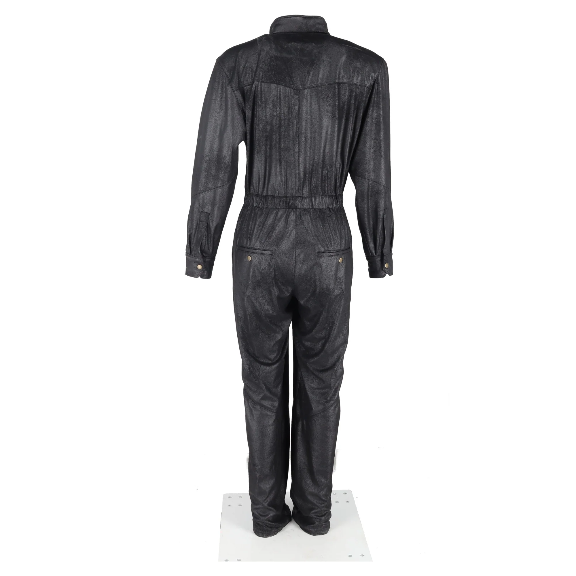 Women's Isabel Marant Junna Long Sleeve Jumpsuit in Black Faux Leather - Image 6