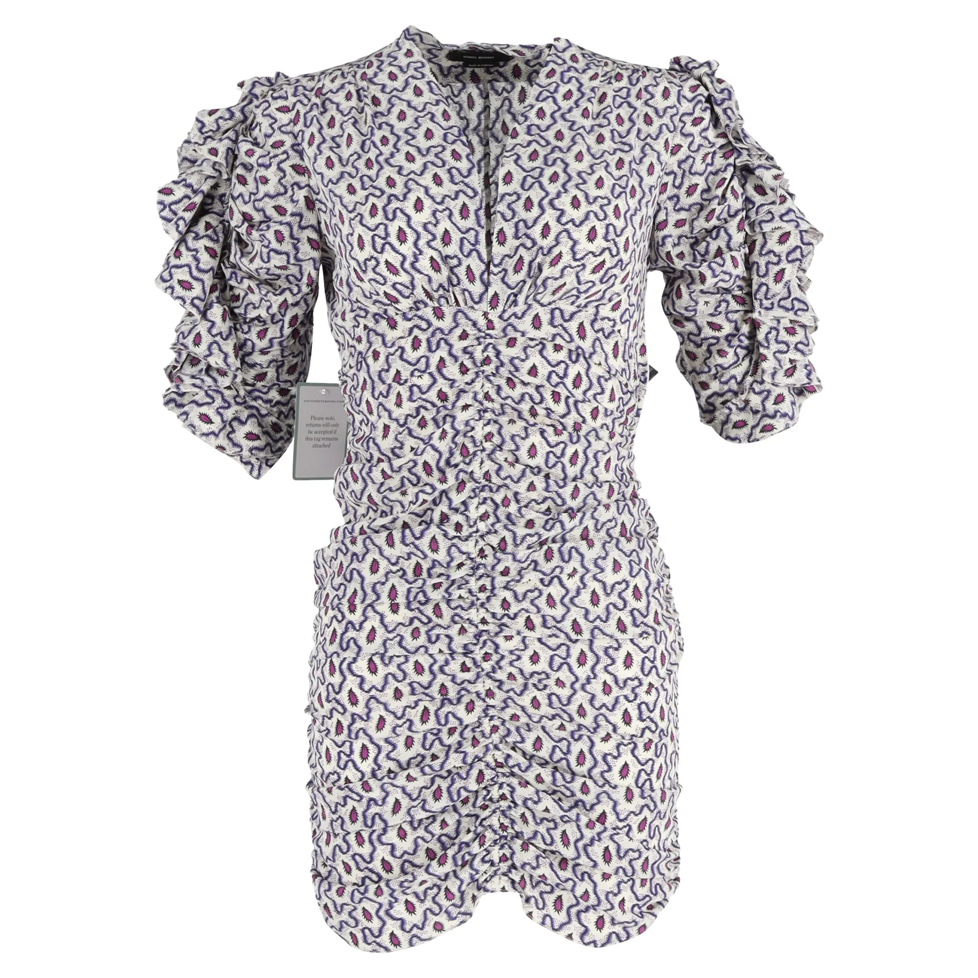 Women's Isabel Marant Paisley Print Mini Dress in Multicolor Silk