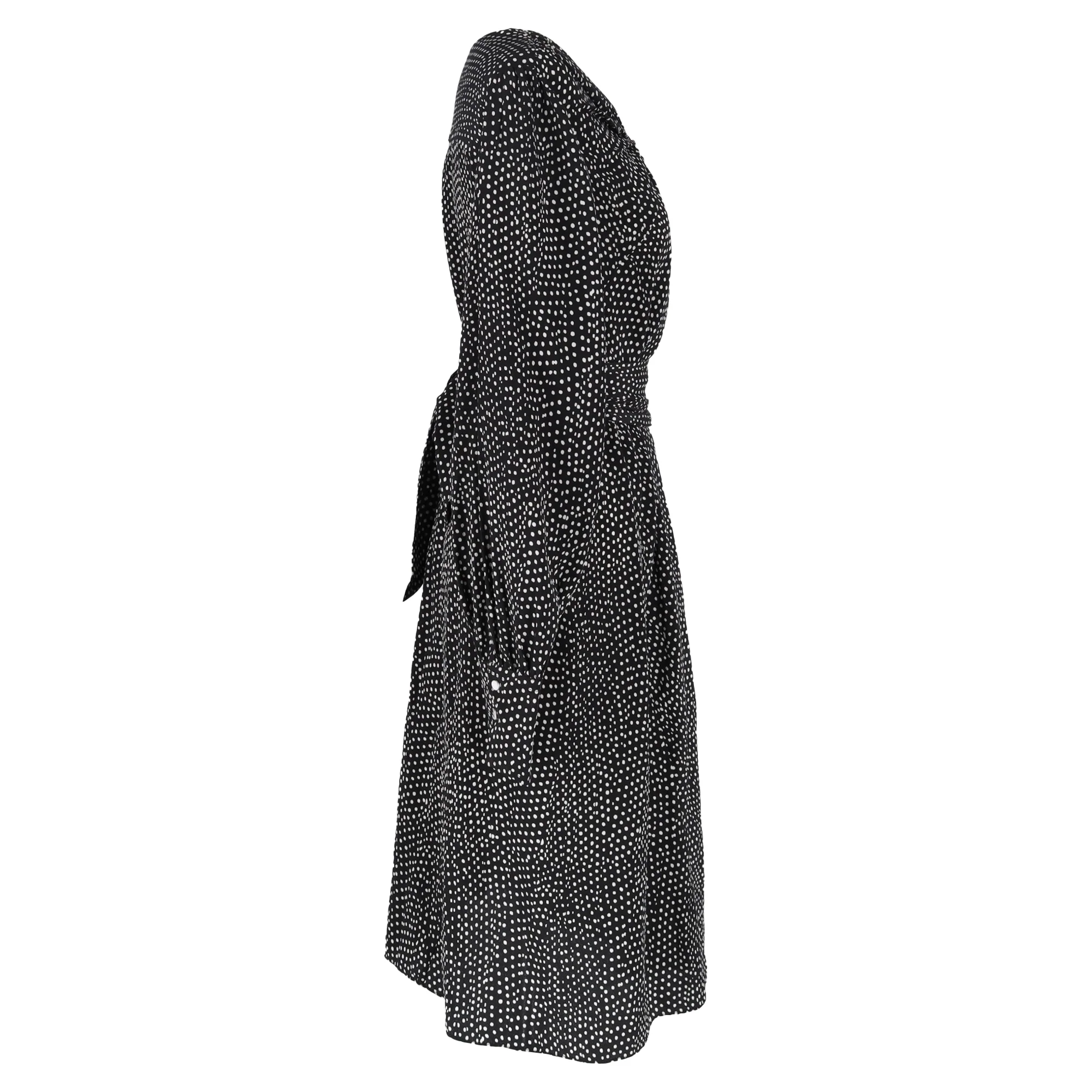 Women's Isabel Marant Polka Dot Midi Dress in Black Silk - Image 2