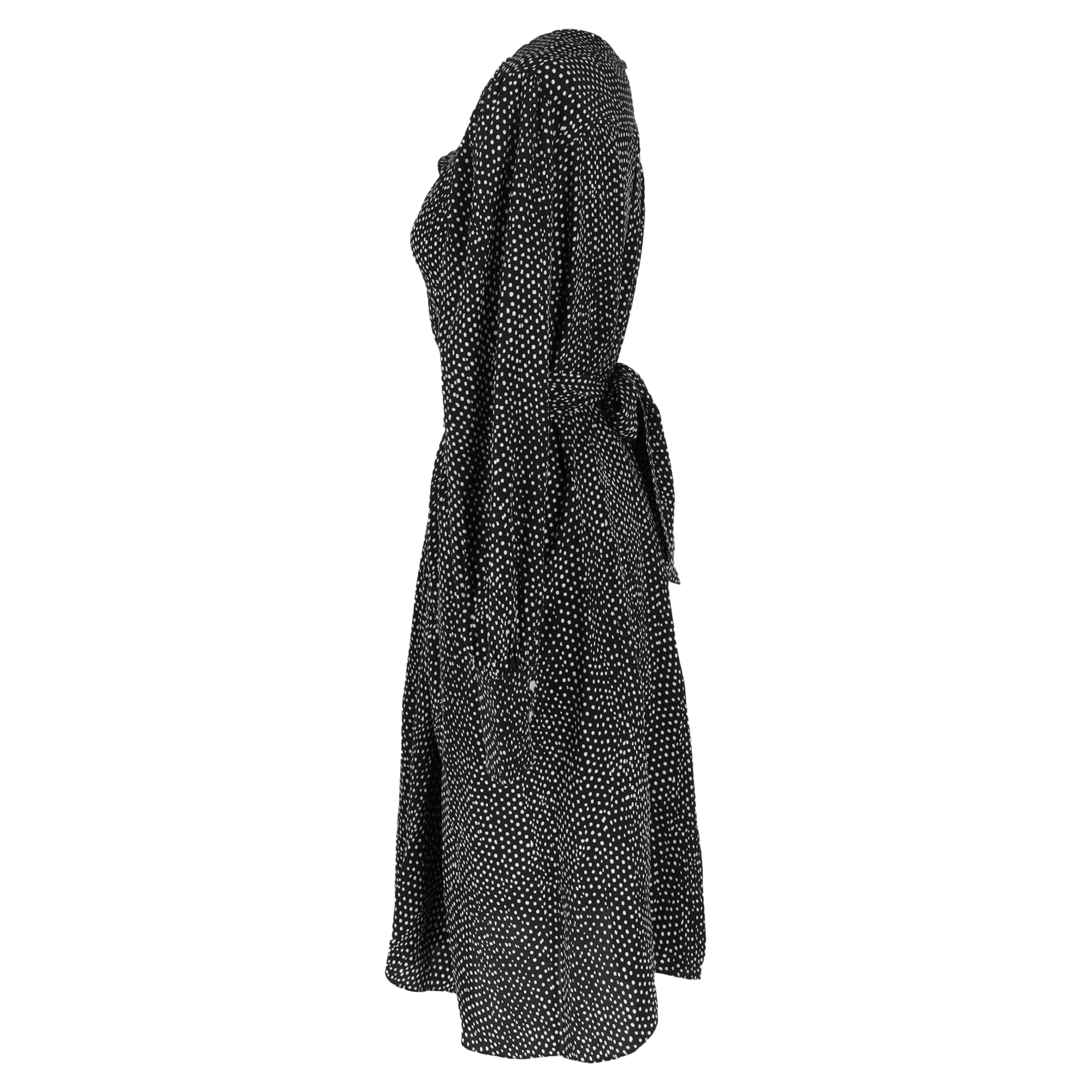Women's Isabel Marant Polka Dot Midi Dress in Black Silk - Image 3