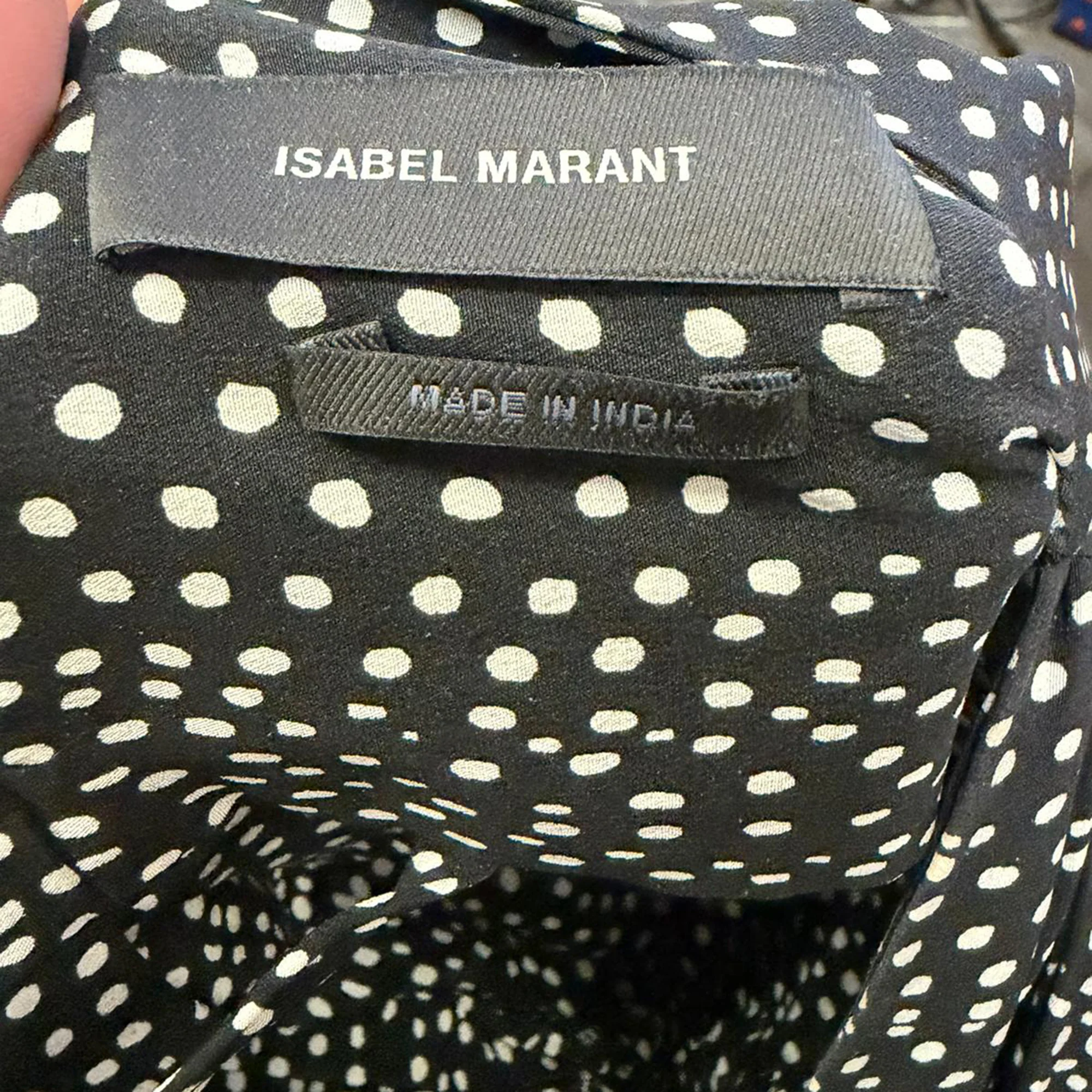 Women's Isabel Marant Polka Dot Midi Dress in Black Silk - Image 7