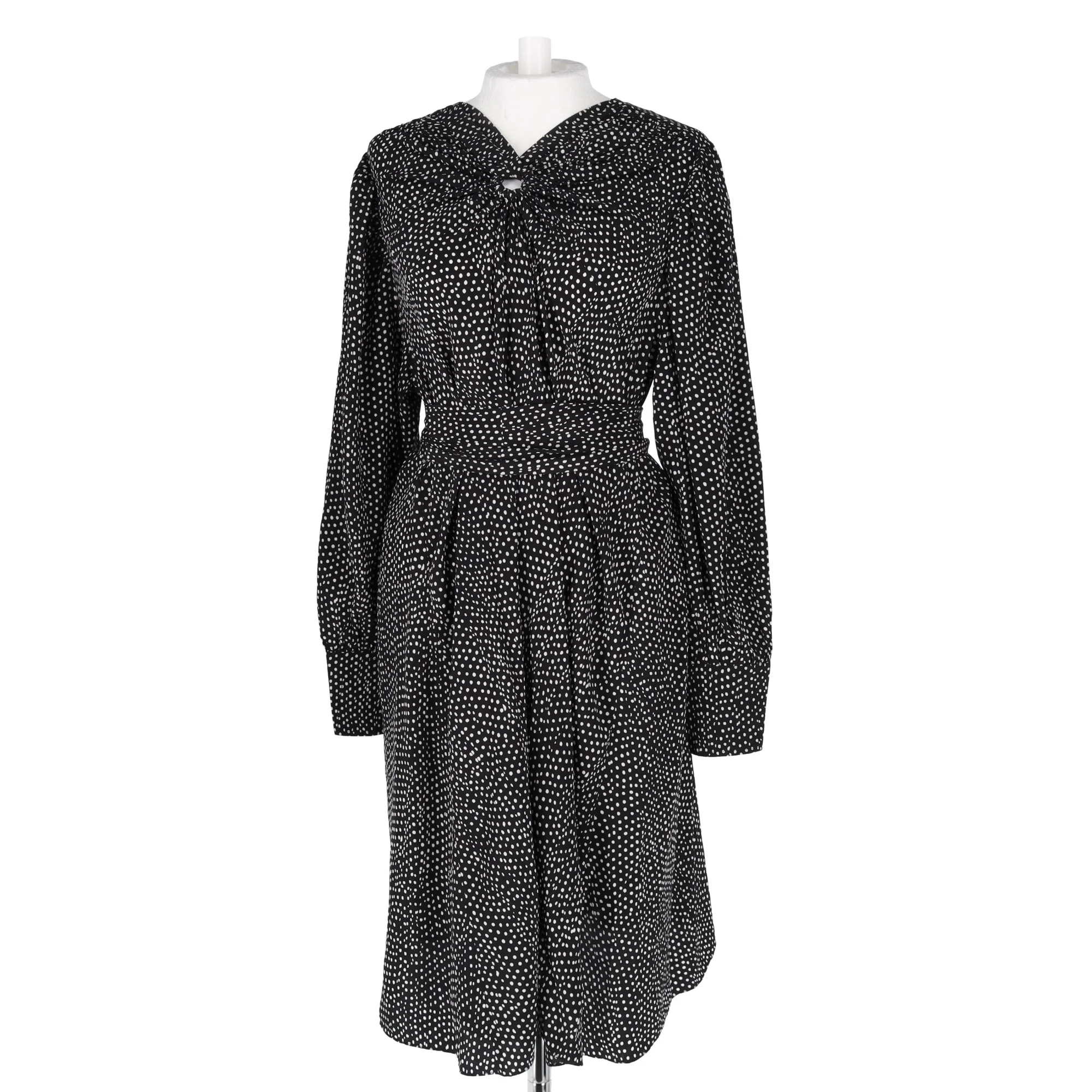 Women's Isabel Marant Polka Dot Midi Dress in Black Silk - Image 8
