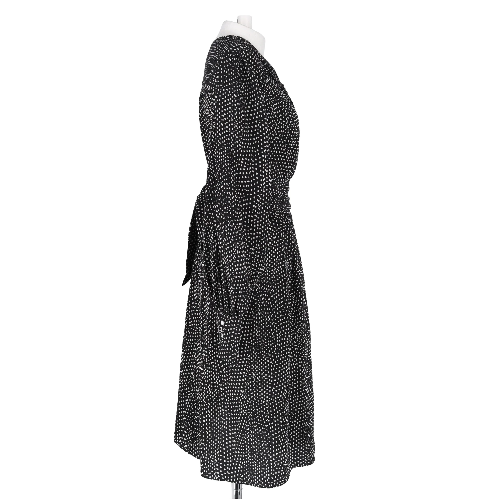 Women's Isabel Marant Polka Dot Midi Dress in Black Silk - Image 9