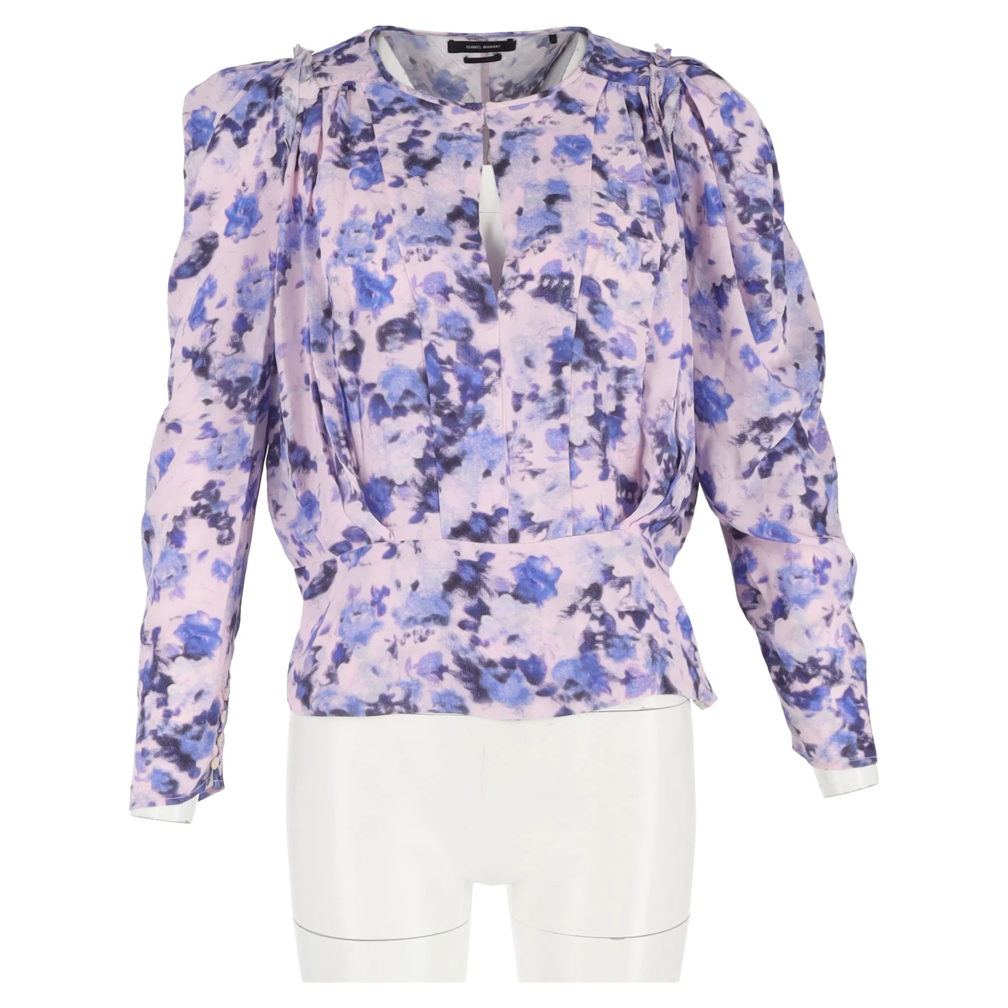 Women's Isabel Marant Zarga Floral-Print Blouse in Purple Silk - Image 4