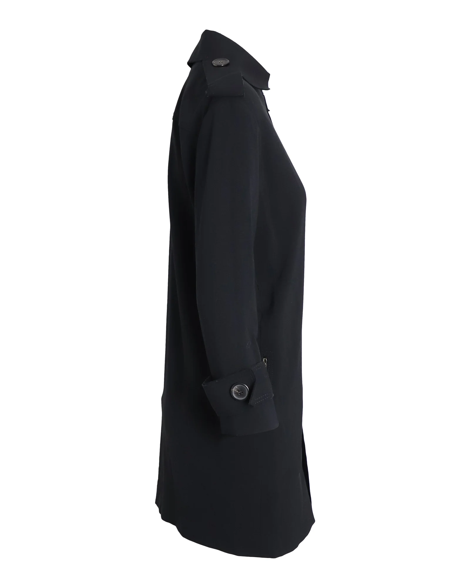 Women's Lanvin Button-Front Trench Coat in Black Polyester - Image 2