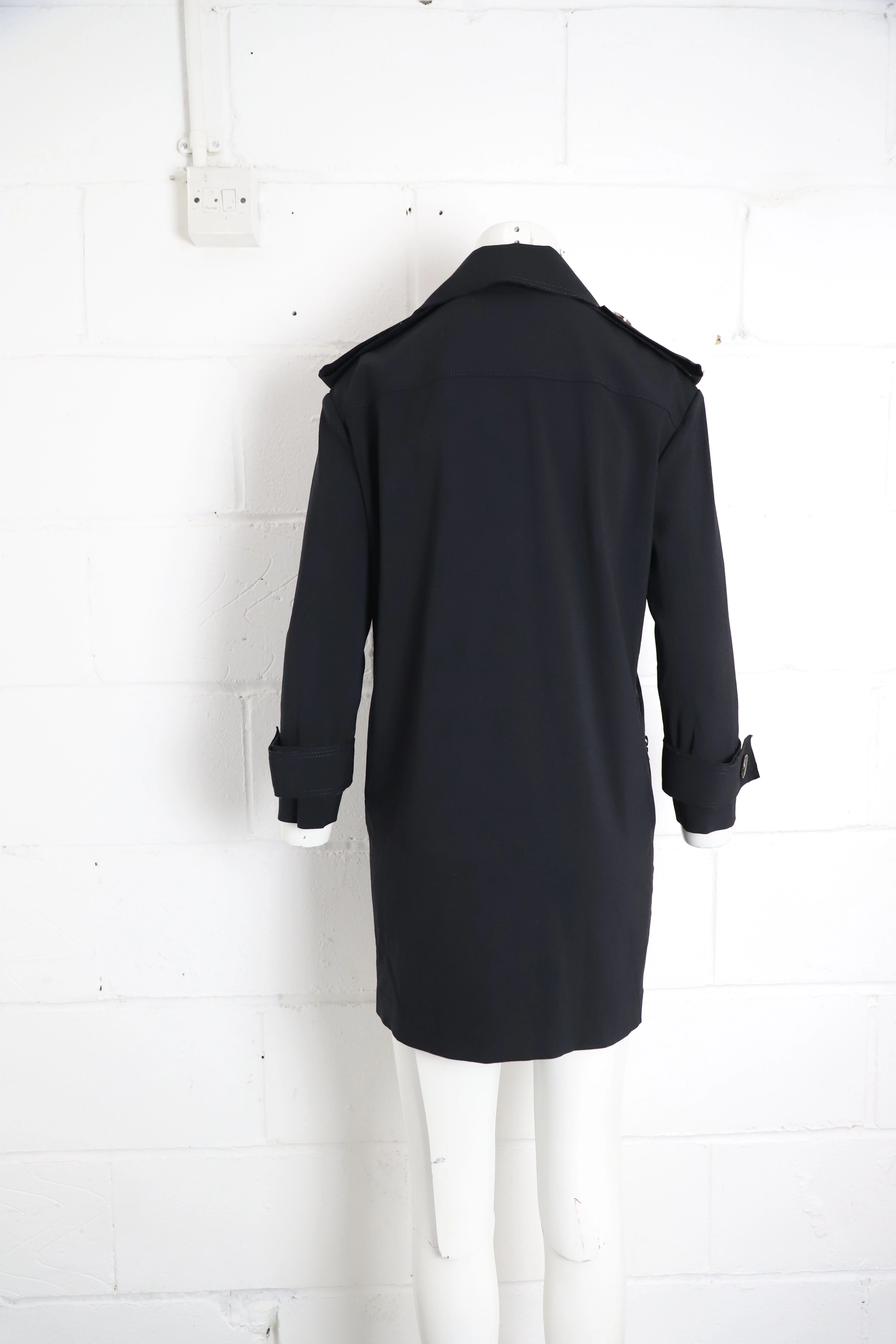 Women's Lanvin Button-Front Trench Coat in Black Polyester - Image 7