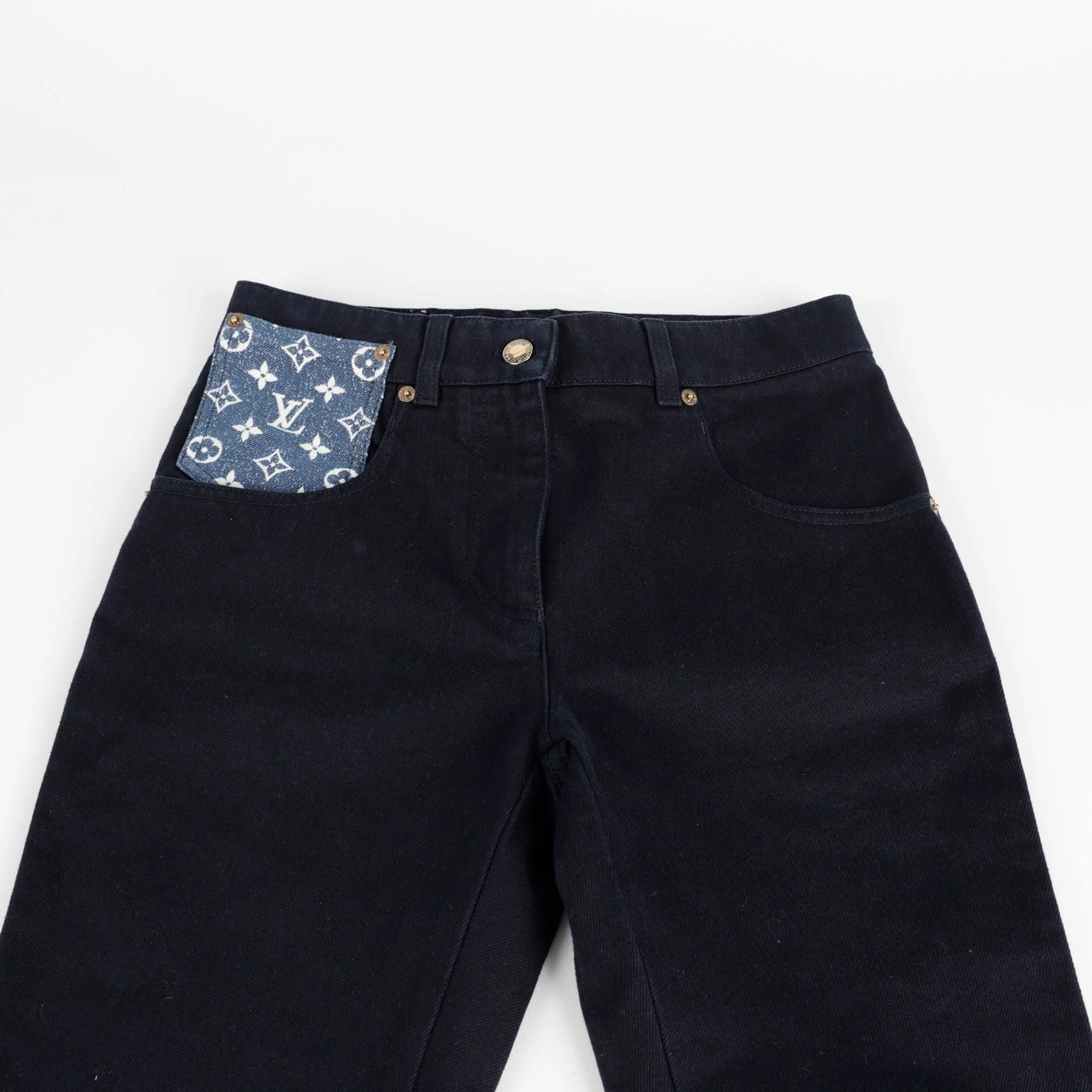 Women's Monogram Pocket Denim Pants - Image 4