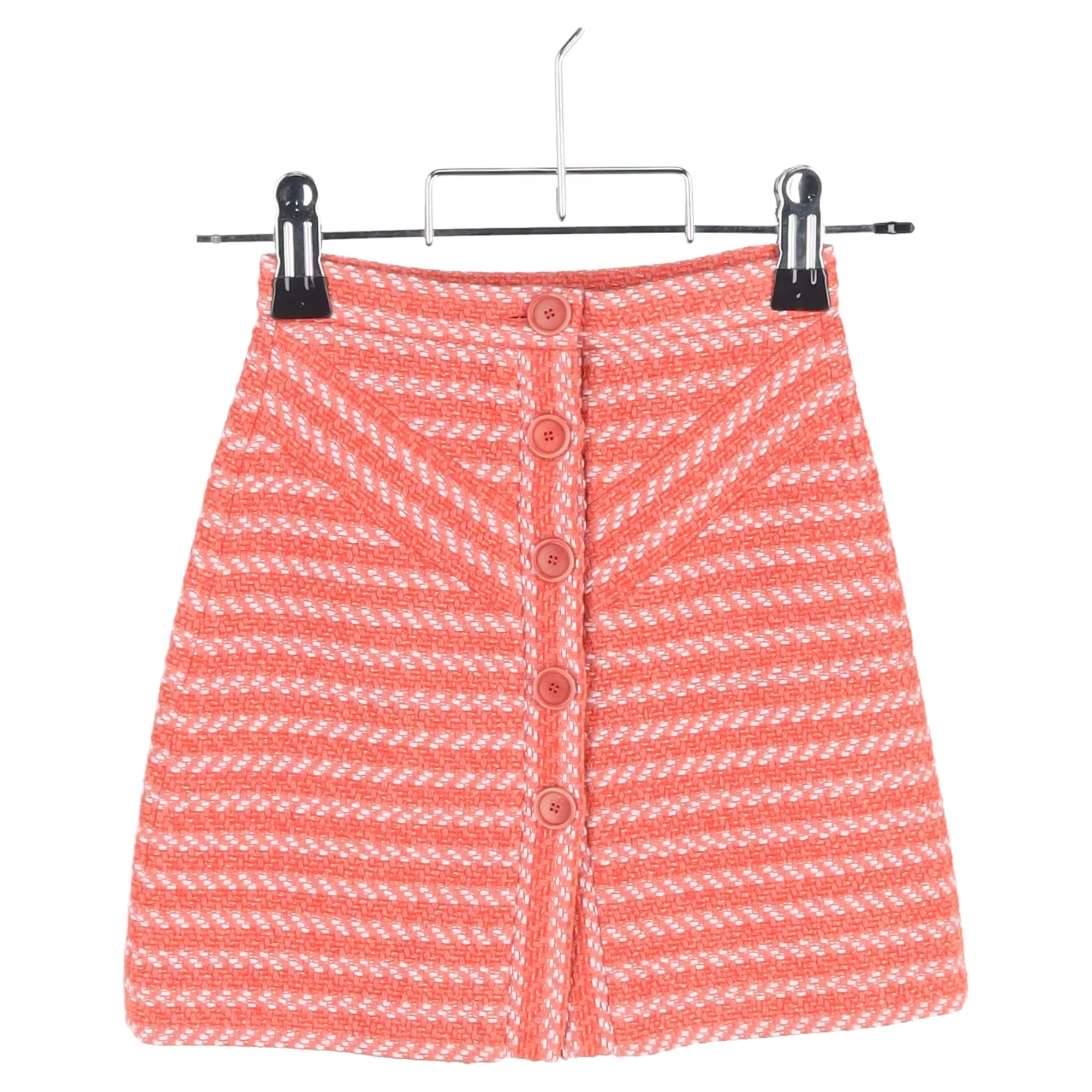 Women's Maje Button-Front A-line Mini Skirt in Orange Acrylic - Image 4