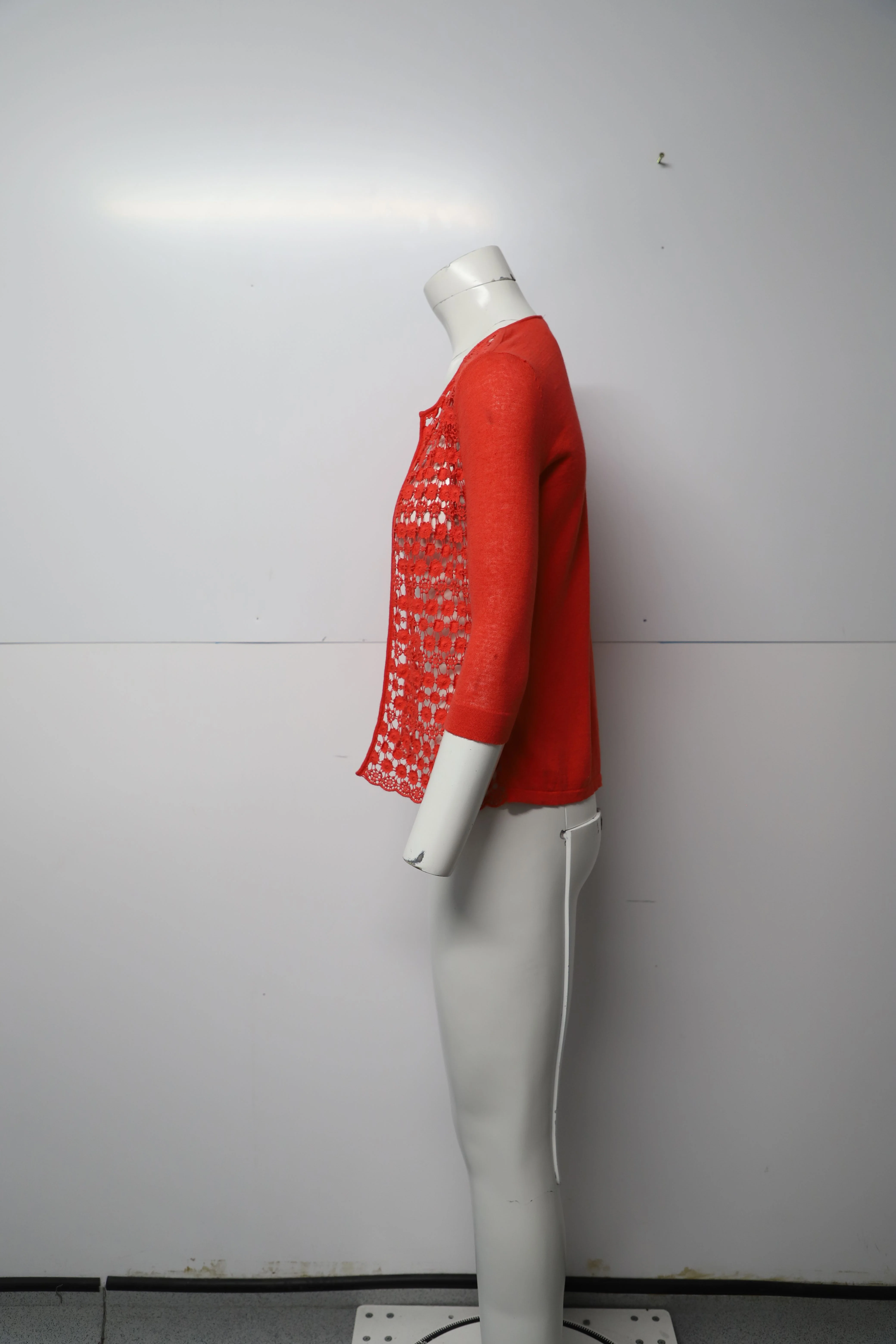 Women's Maje Crocheted Cardigan in Red Cotton - Image 10